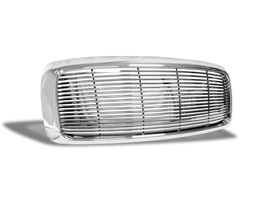 Horizontal Front Hood Grille Armordillo USA 7147843 - Chrome Fits 2002-2005 Dodge Ram 1500