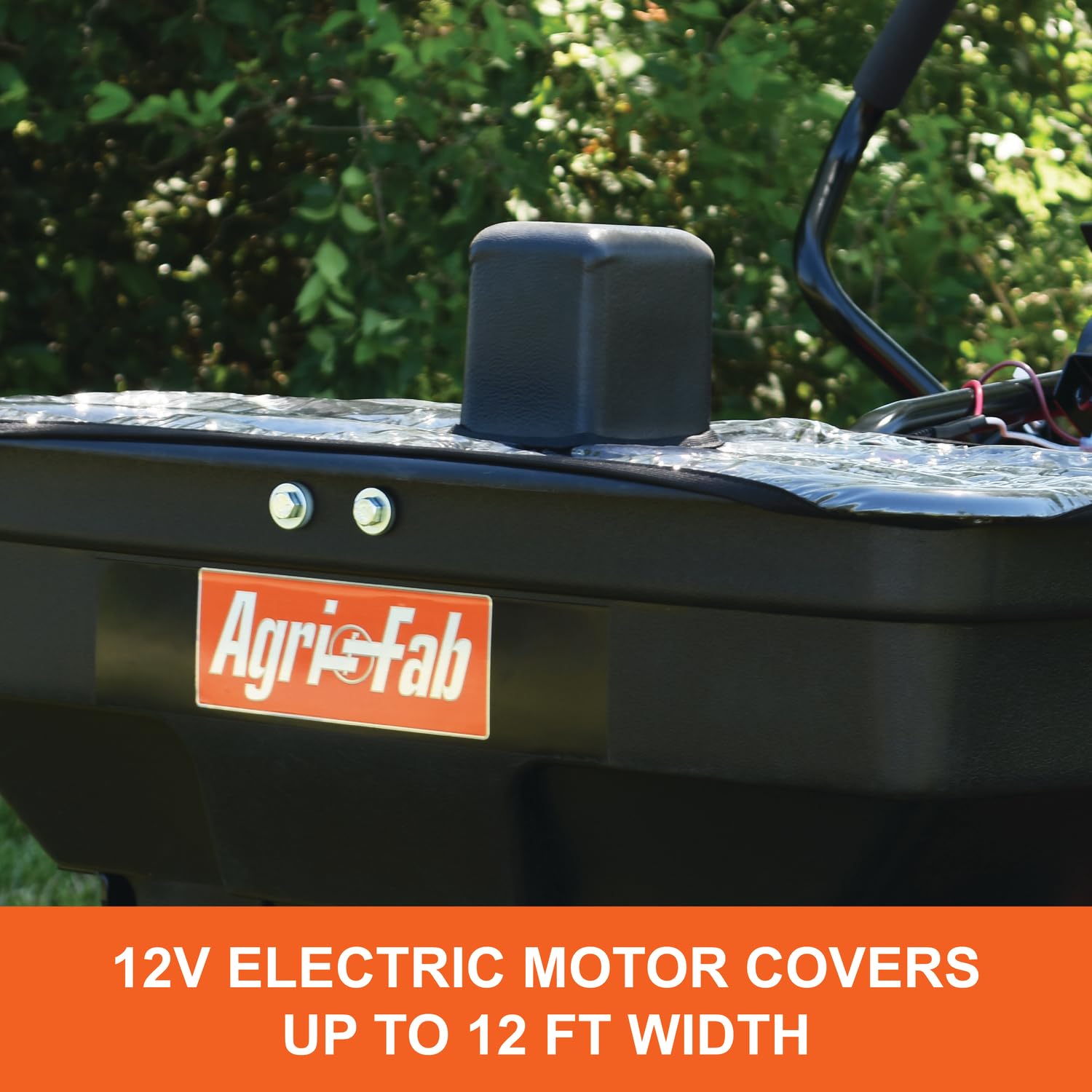 Agri-Fab Zero Turn Mower 45-0627 Electric Spreader, 125 lb Hopper Capacity, Grass, Seed, and Fertilizer Spreader, Spread Width up to 12 ft, Black