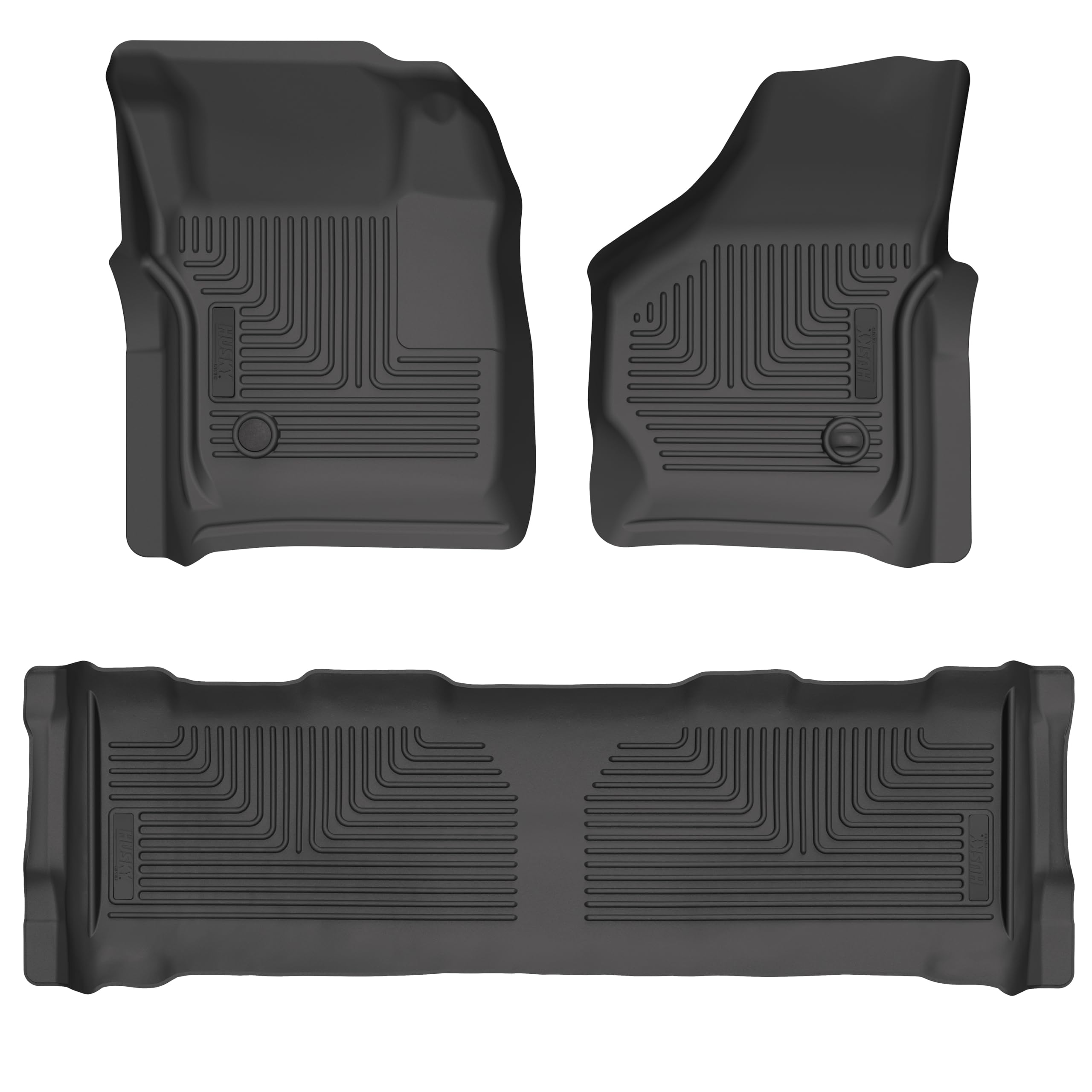 Weatherbeater Husky Liners Floor Mats | Fits 1999-2007 Ford F-250 & 350 Super Duty, Crew CAB ONLY | Front & 2nd Row, 3-pc Black - 93631