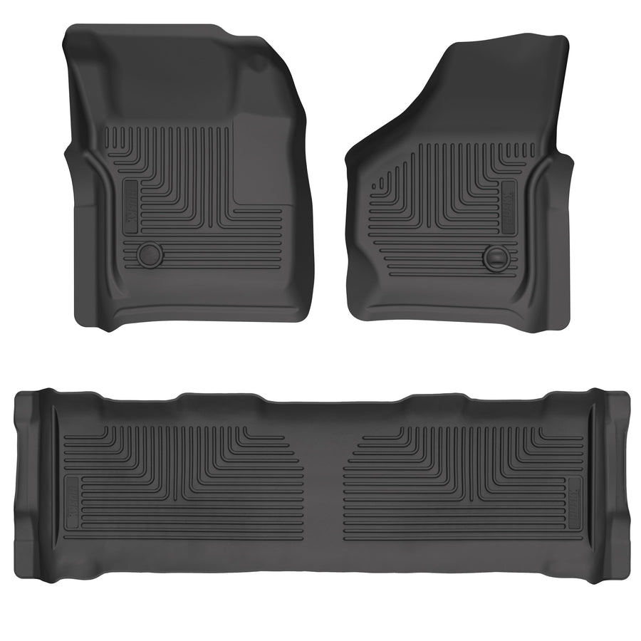 Weatherbeater Husky Liners Floor Mats | Fits 1999-2007 Ford F-250 & 350 Super Duty, Crew CAB ONLY | Front & 2nd Row, 3-pc Black - 93631