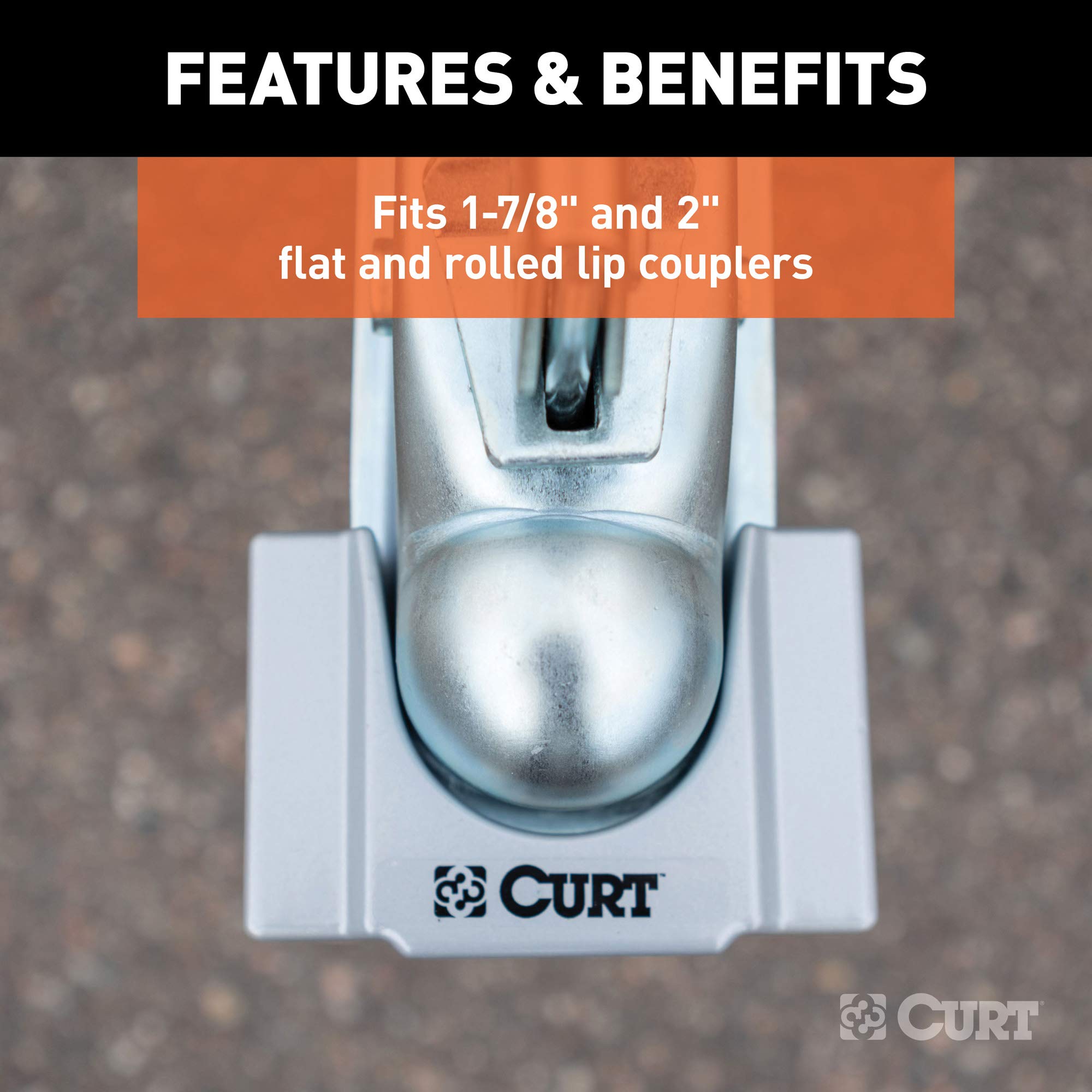 CURT Powder-Coated 23079 Aluminum Trailer Tongue Lock, Fits Most 2-Inch, 1-7/8-Inch Couplers