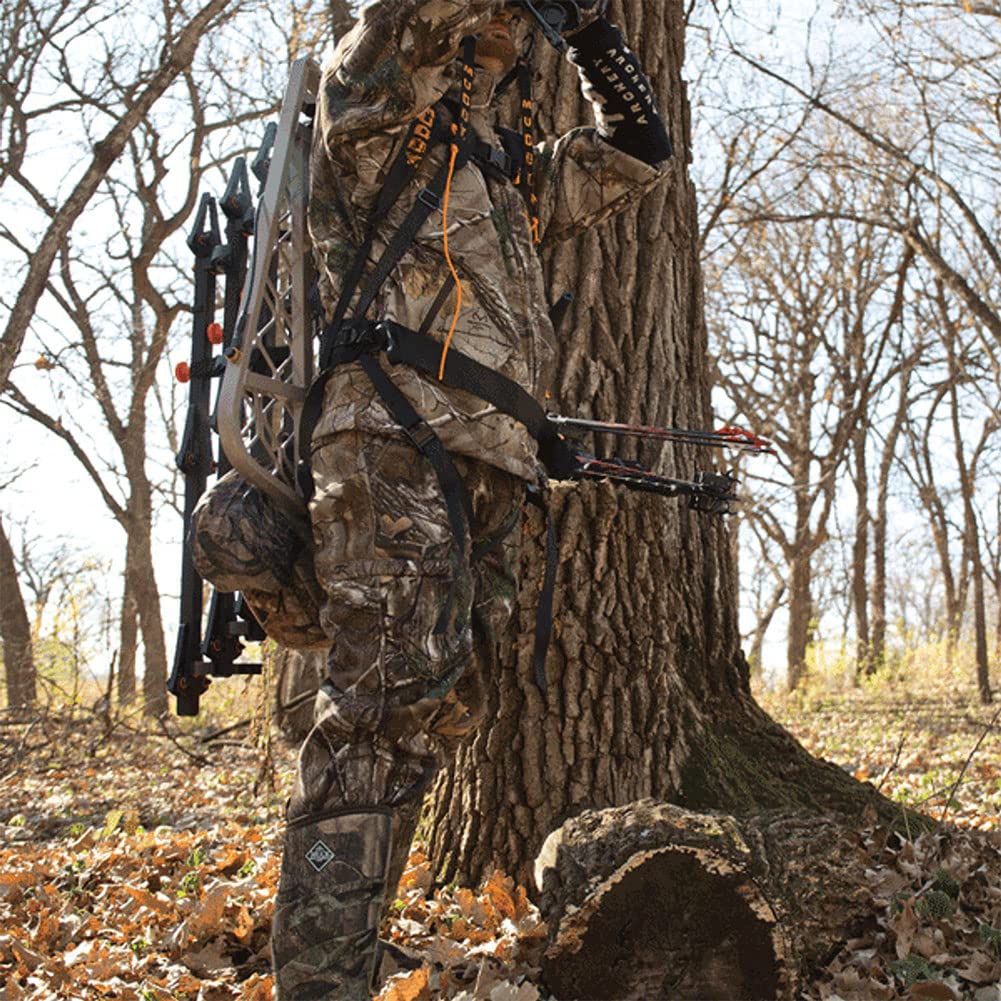 Muddy Tree Stand Hunting Safety Systems Lightweight Padded Nylon Quick-Release Safeguard Harness, Large