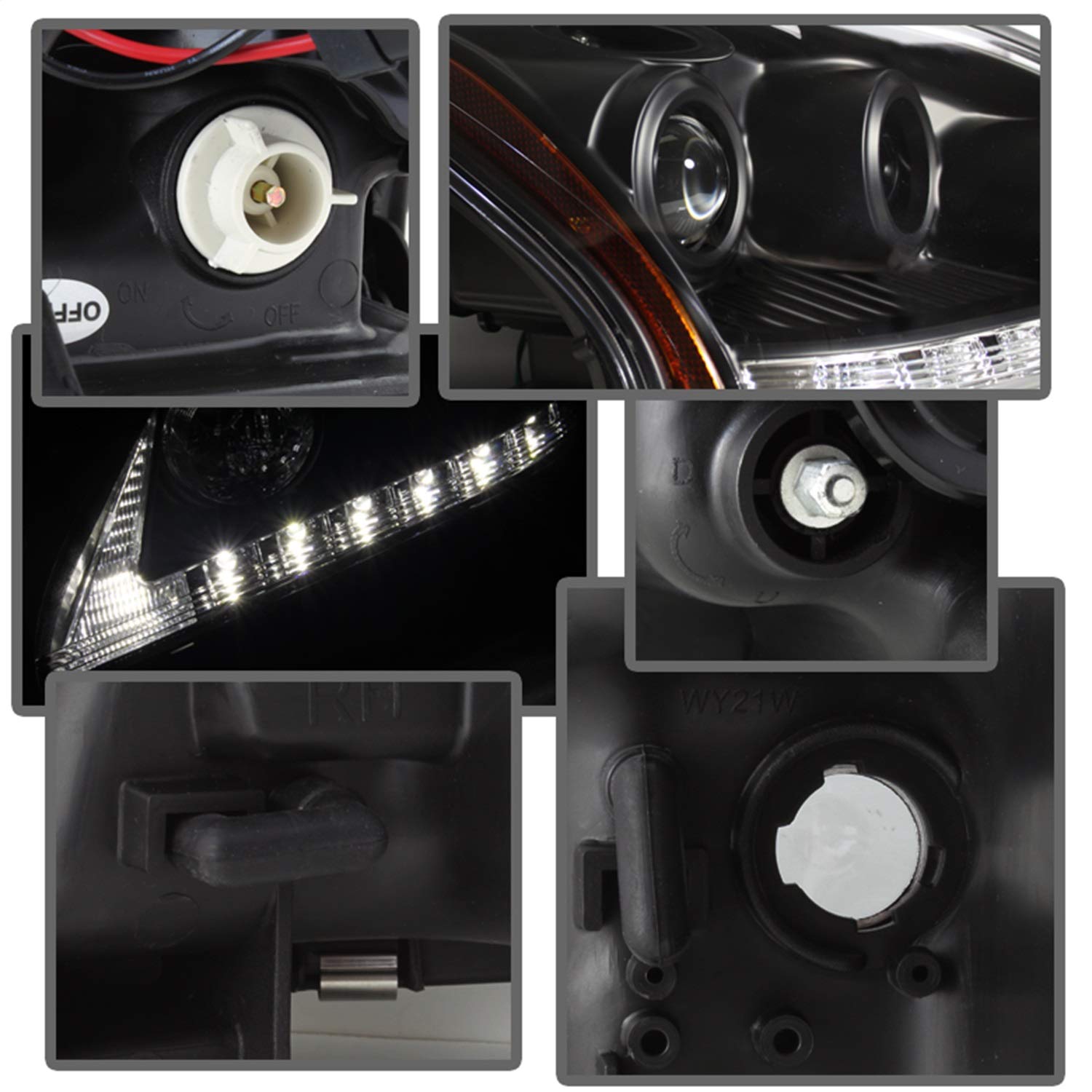 Lexus RX330 2004-2006 Spyder 5076779 Projector Headlights - Halogen Model Only (Not Compatible With Xenon/HID Model) - DRL LED - Black - High H7 (Included) - Low H7 (Included)