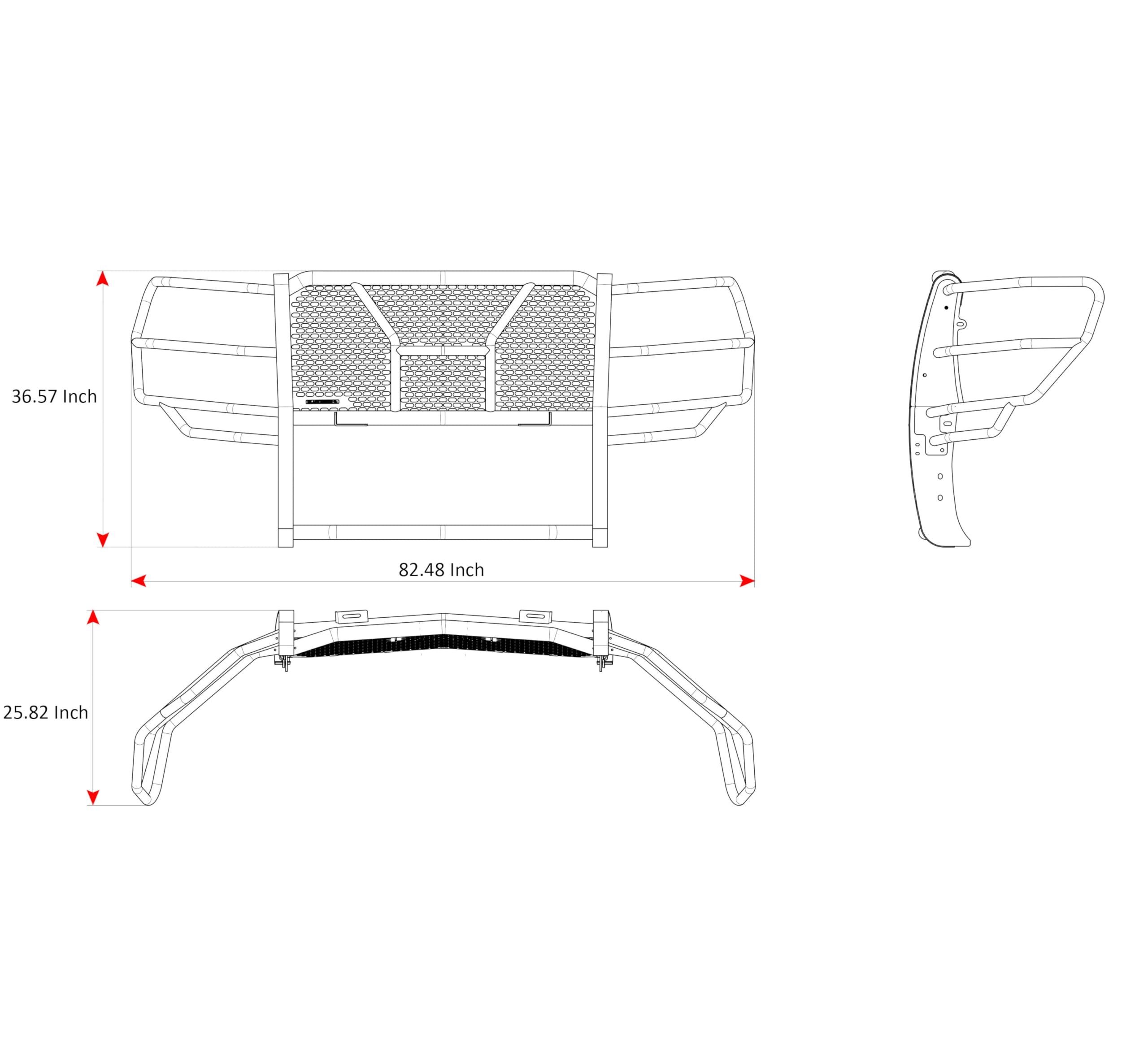 Heavy Duty Black Horse Rugged Grille Guard Modular Black Compatible with 2019-2021 Chevrolet Silverado 1500-RU-CHSI19-B