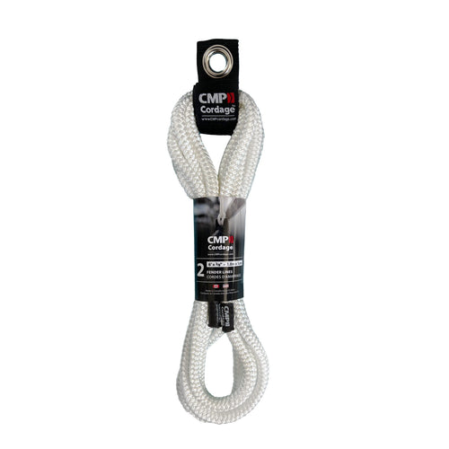 CMP Cordage Fender Line, CFL3806WH, 3/8" Diameter - 6' Length, Double Braid, White, 2 Per Pack