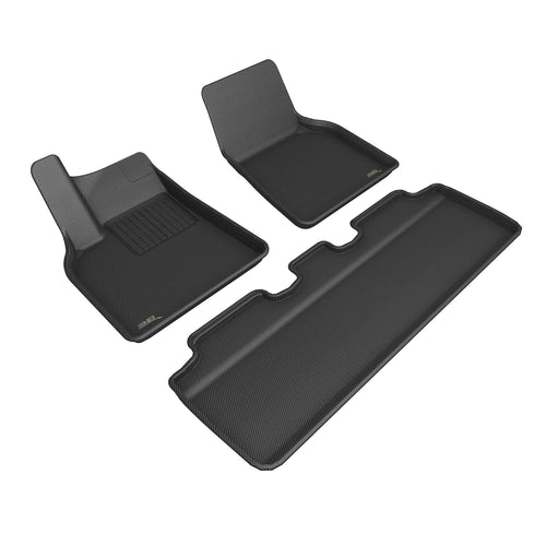 3D MAXpider Kagu Custom Fit Floor Mat (Black) Compatible with Tesla Model Y 5-Seat 2021-2025 - Full Set