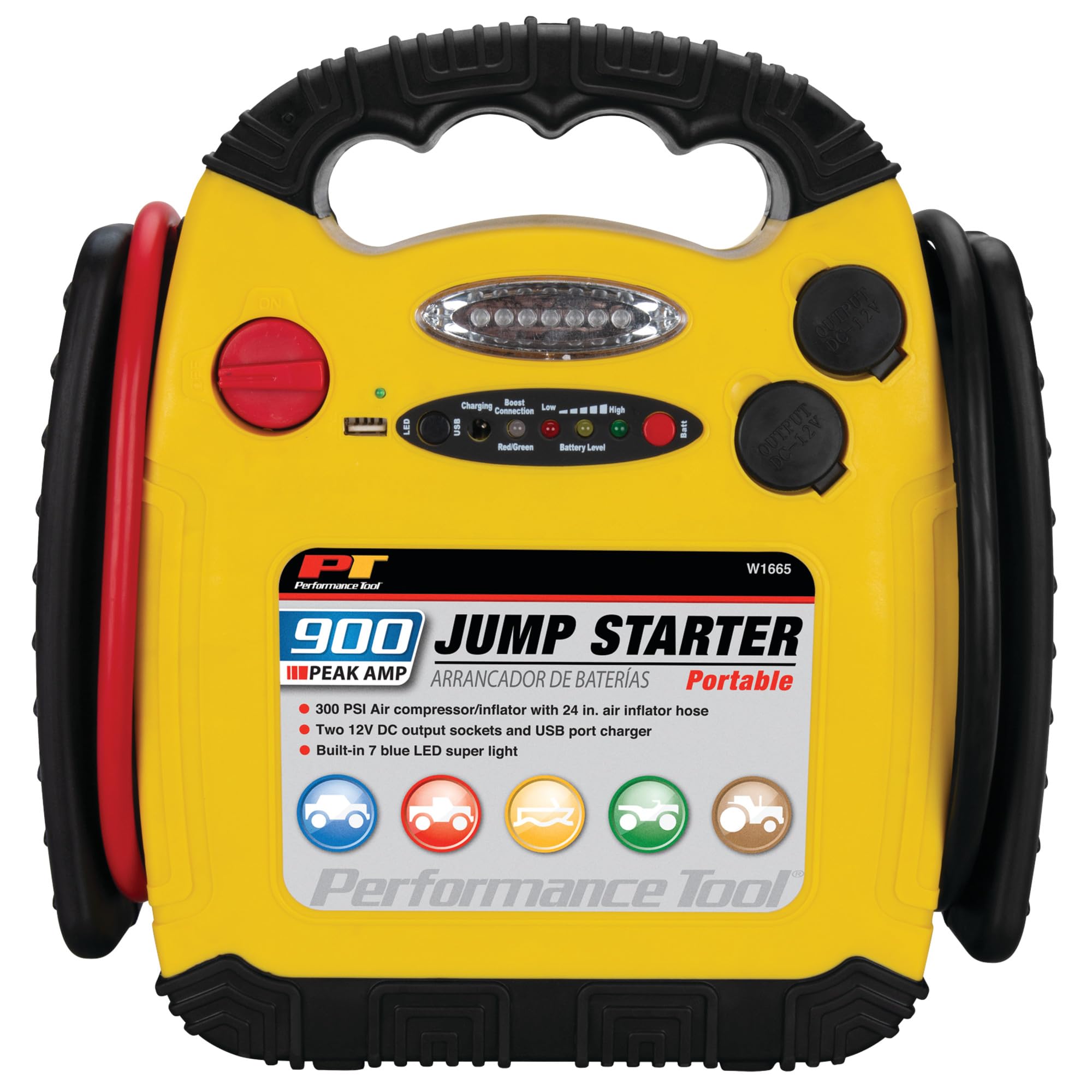 900 Amp Performance Tool W1665 Jump Starter, Inflator, Portable Power Unit