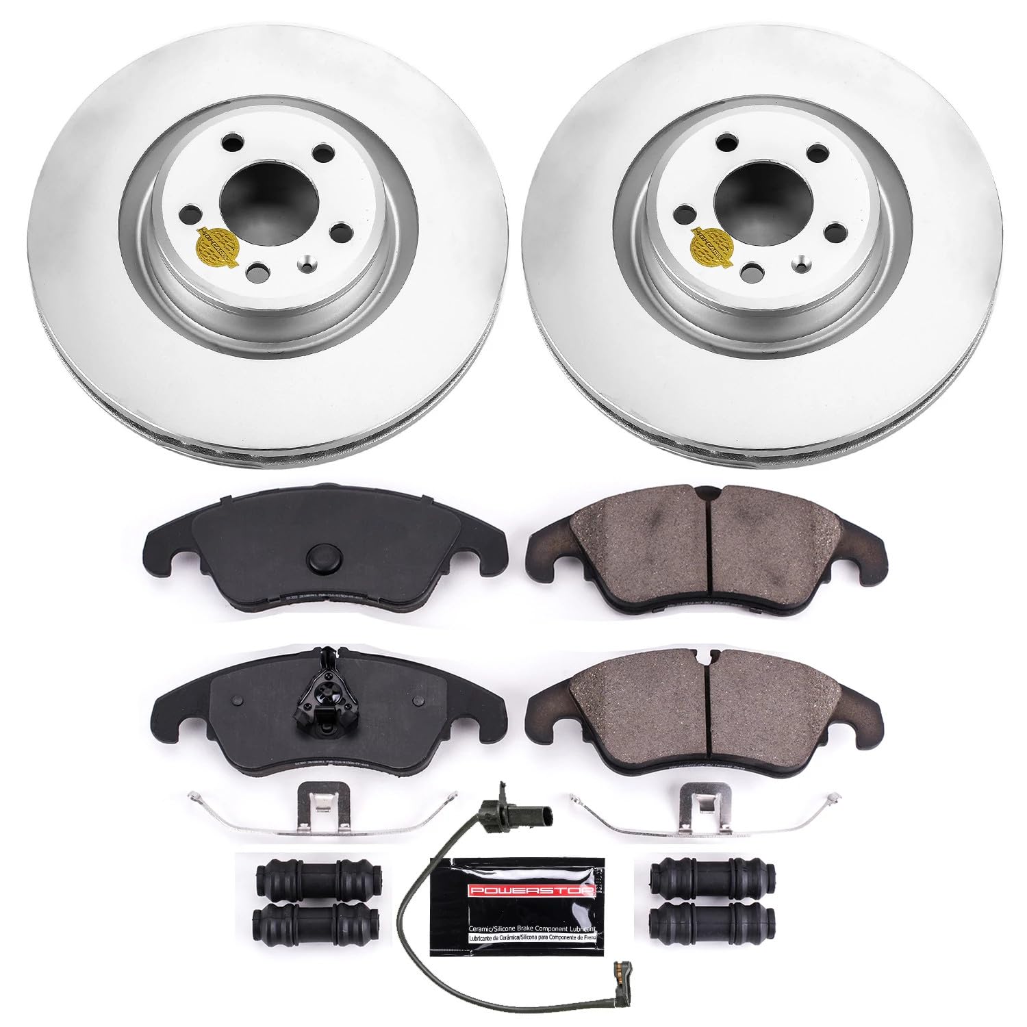 Power Stop CRK6140 Brake Rotor Coated and Ceramic Brake Pads- Front For Audi A6, Audi A6 Quattro, Audi A7 Quattro, Audi Q5, Audi S4, Audi S5 [Model Specific]