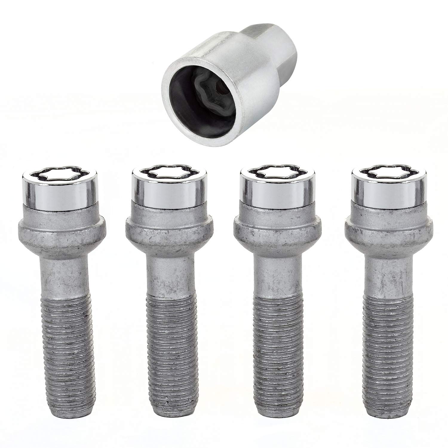 Chrome McGard Bolt Style Radius Seat Locks (M14 x 1.5 Thread Size) - Set of 4