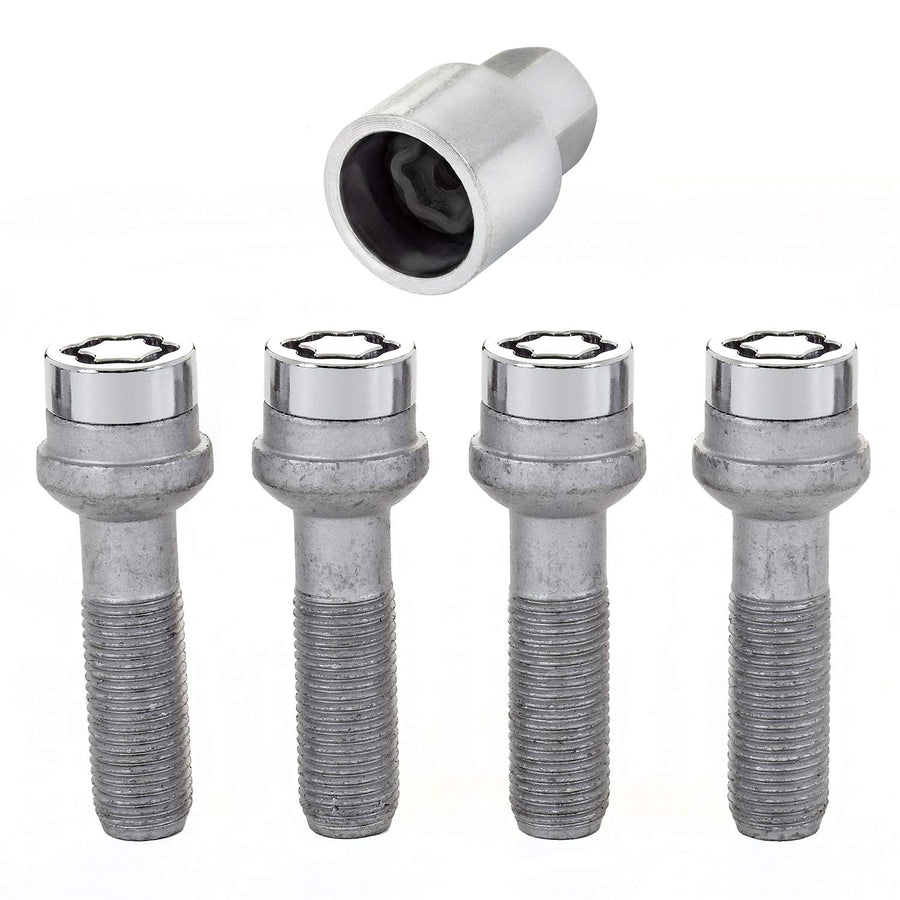 Chrome McGard Bolt Style Radius Seat Locks (M14 x 1.5 Thread Size) - Set of 4