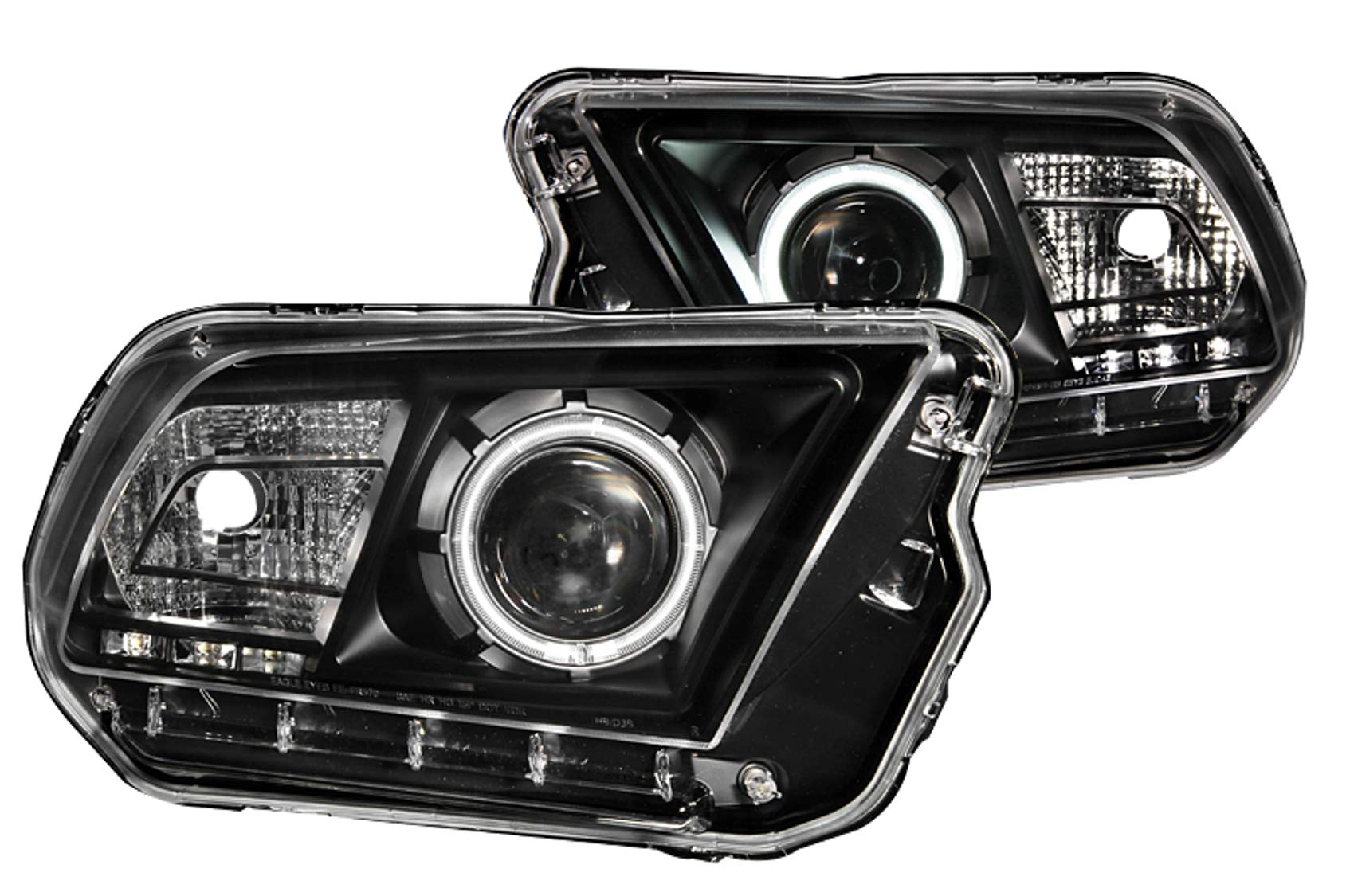 Black Clear AnzoUSA Projector Halo Headlight for Ford Mustang - (Sold in Pairs)