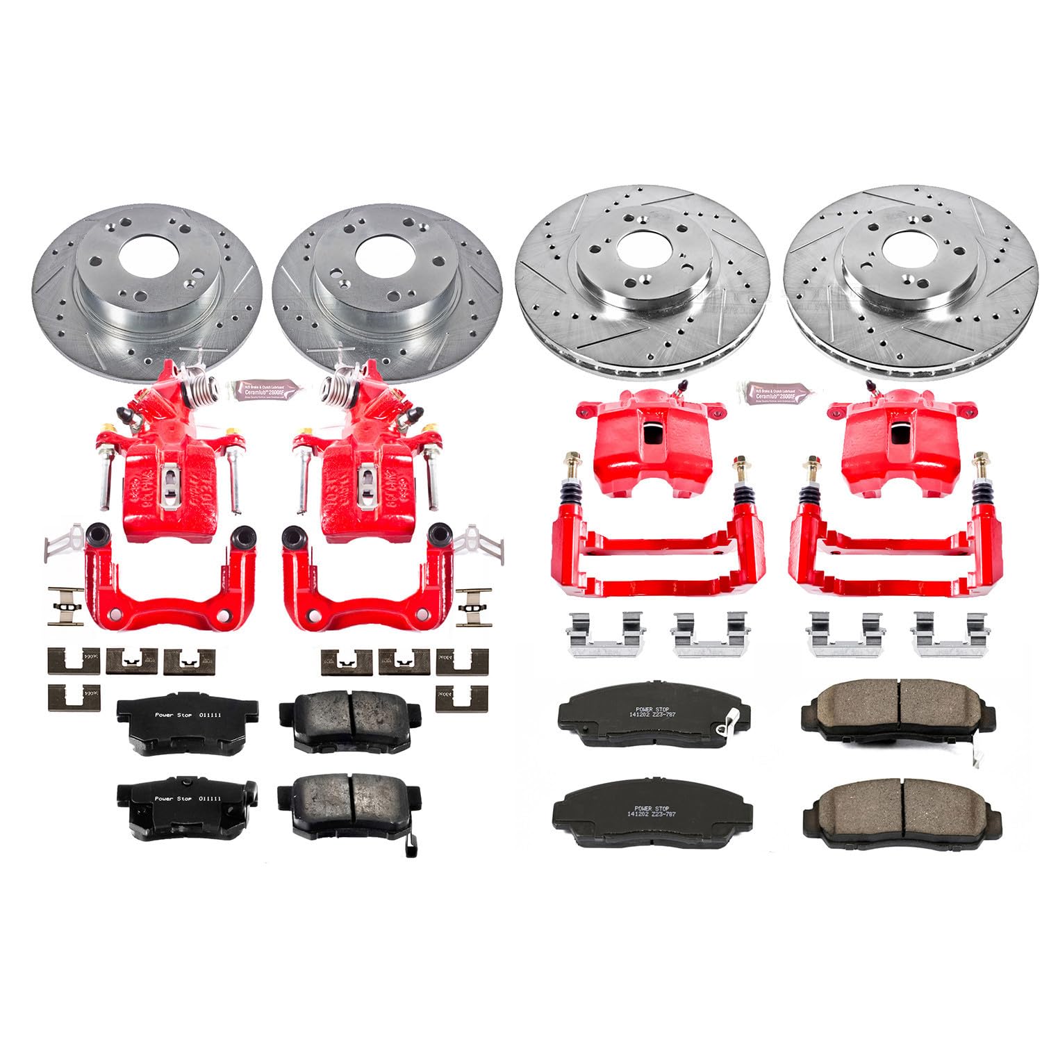 Power Stop 1-Click Performance Brake Kit with Caliper For Acura TSX 2004-2008, Honda Accord 2003-2007 [Model Specific]