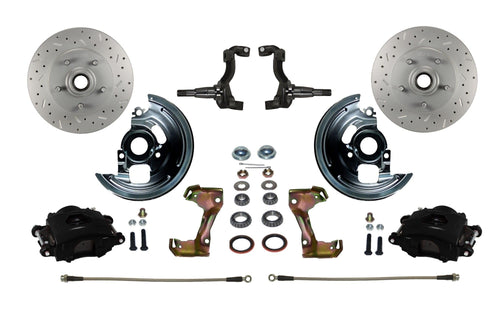 Spindle Mount Kit LEED BRAKES With Maxgrip Xds Rotors Black Powder Coated Calipers