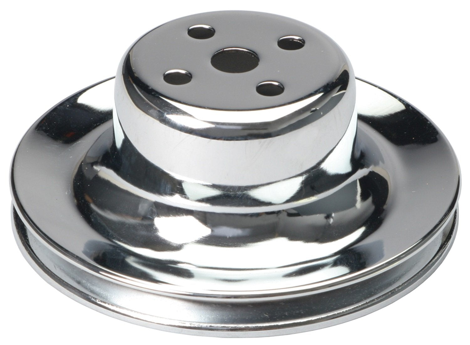 Trans-Dapt 8300 Performance Water Pump Pulley Upper 6 1/8 in. Dia. 2 3/8 in. Depth Single Groove OEM Style Chrome Plated Steel Water Pump Pulley
