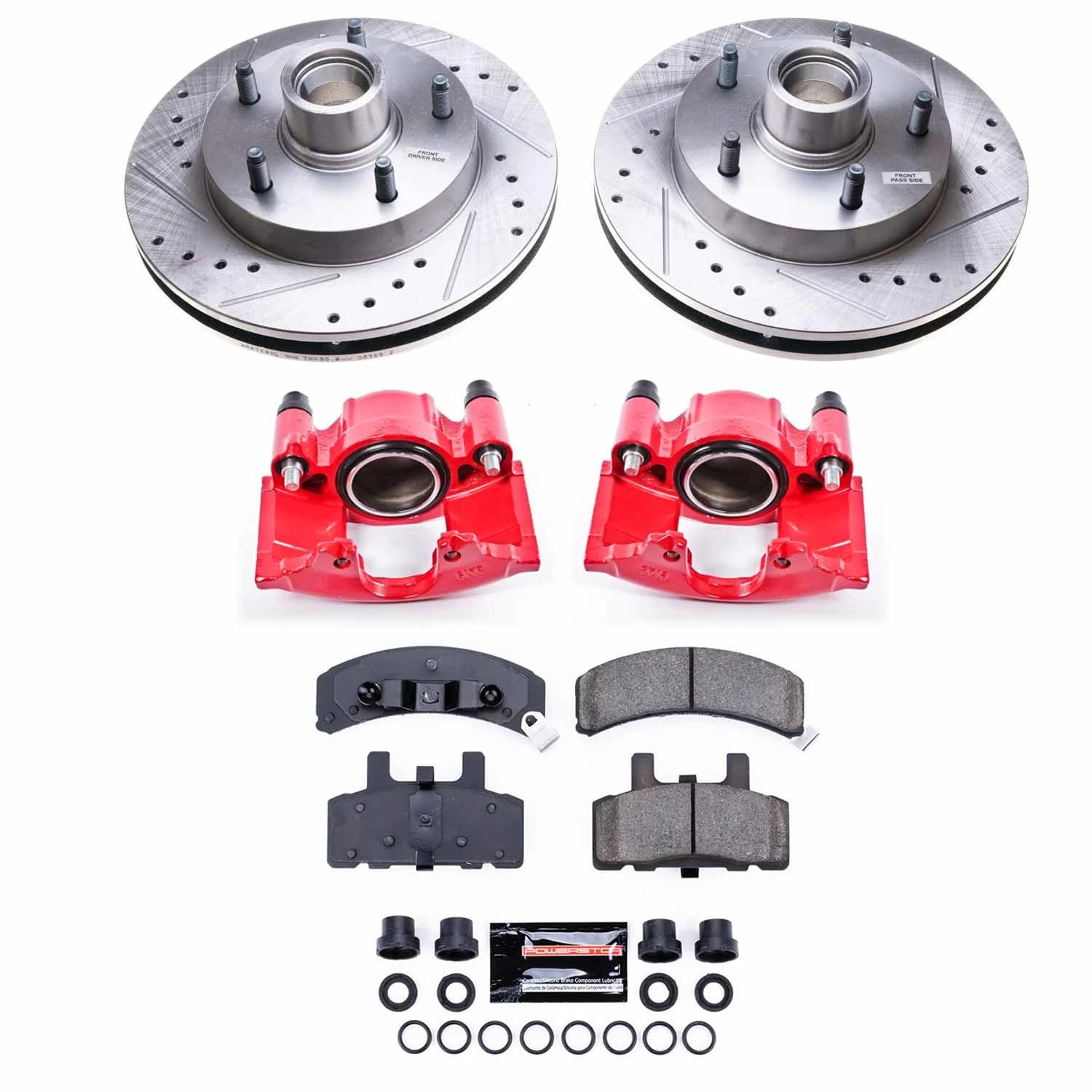 Power Stop Z23 KC4875, Daily Driver Front Caliper Kit-Drilled/Slotted Brake Rotors & Carbon-Fiber Ceramic Brake Pads For Dodge Ram 1500 1994-1999 [Model Specific]