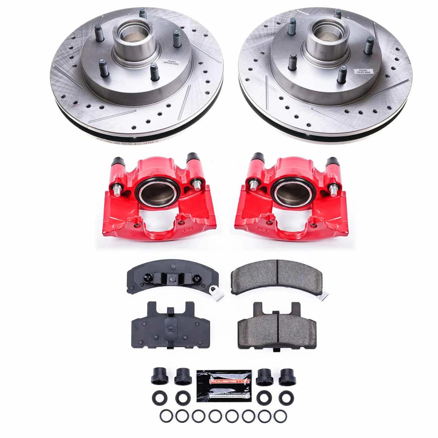 Power Stop Z23 KC4875, Daily Driver Front Caliper Kit-Drilled/Slotted Brake Rotors & Carbon-Fiber Ceramic Brake Pads For Dodge Ram 1500 1994-1999 [Model Specific]