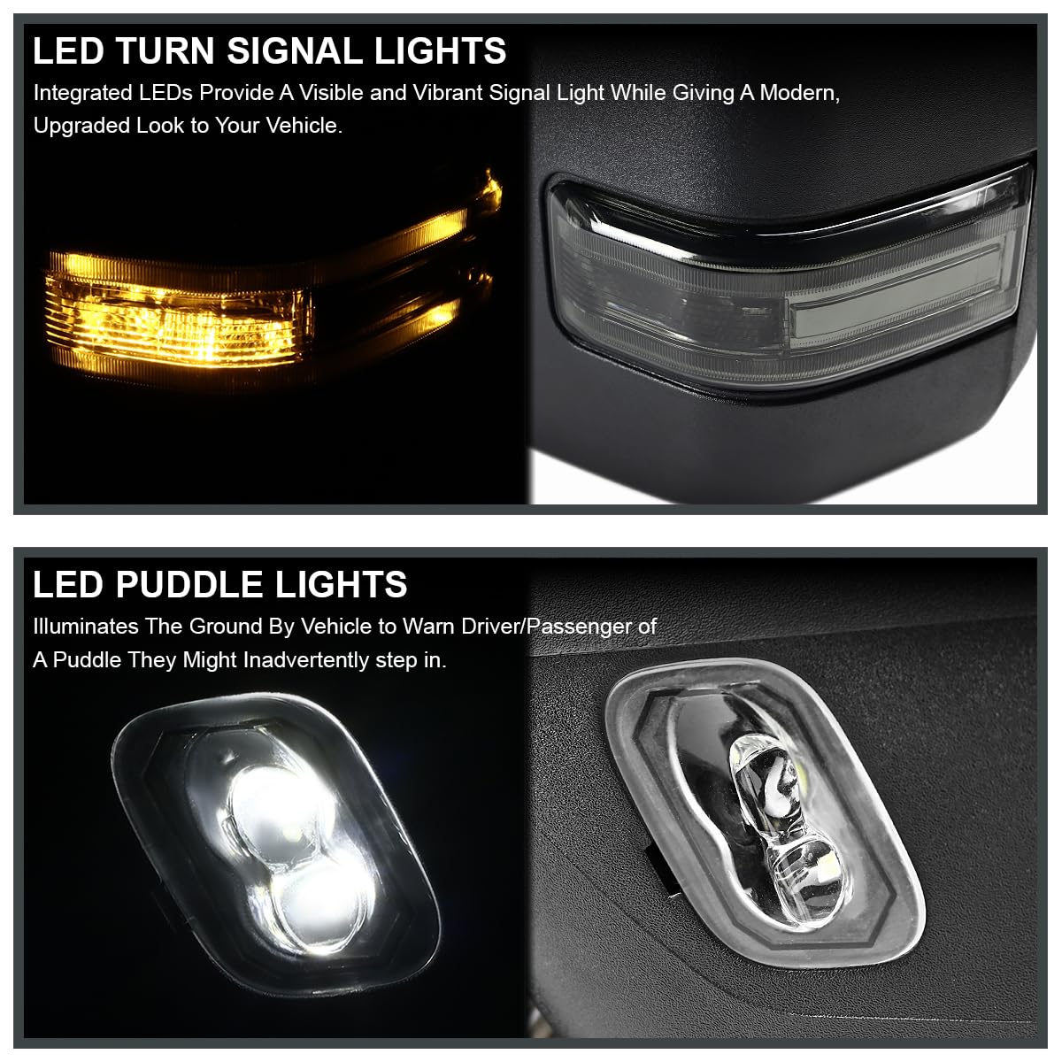 Chrome Power Heated Towing Mirrors Spec-D Tuning [2015 Look] w/Smoke LED Signal Compatible with 2007-2014 Ford F150 Pickup Left + Right