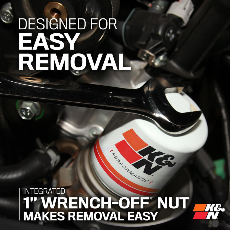 K&N Oil Filter Premium: 20,000 Mile Engine Protection with Wrench Off Nut: Compatible with Select 1972-1994 PORSCHE (911, 930, 911 Carrera), HP-4004