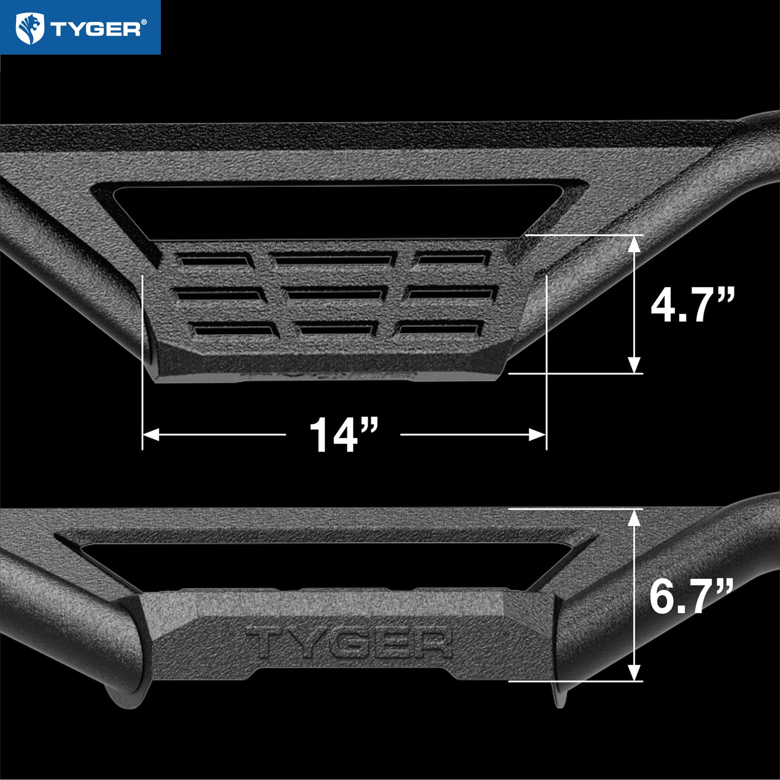 Running Board Tyger Auto Lander Compatible with 2019-2026 Ford Ranger | Supercrew Cab | TG-LD2F60358 | Drop Step Side Step Rail Nerf Bars