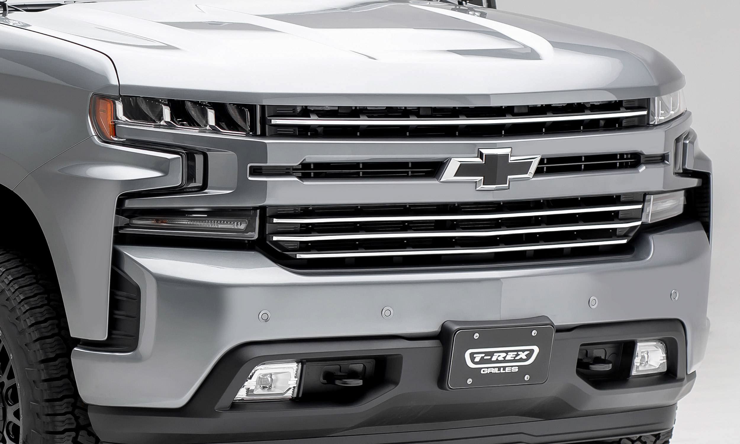 Silverado 1500 2019-2022 Trail Boss, RST, LT Round Billet Grille, Horizontal Round, Brushed, 4 Pc, Overlay, Does Not Fit Vehicles with Camera - PN #6211233