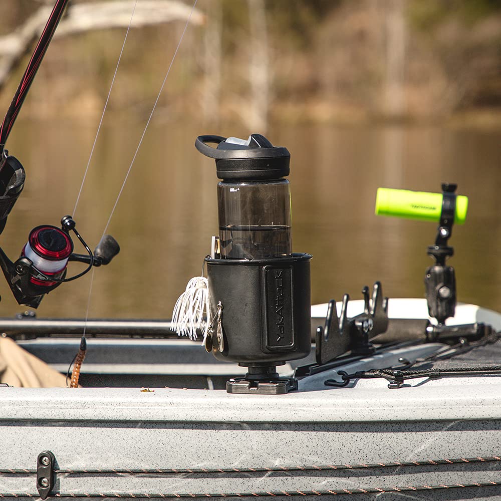 MultiMount YakAttack Black Cup Holder | Track Mount Drink Holder for Kayaks & Boats | Compatible with GearTrac & MightyMount | Secure & Versatile | Made in The USA