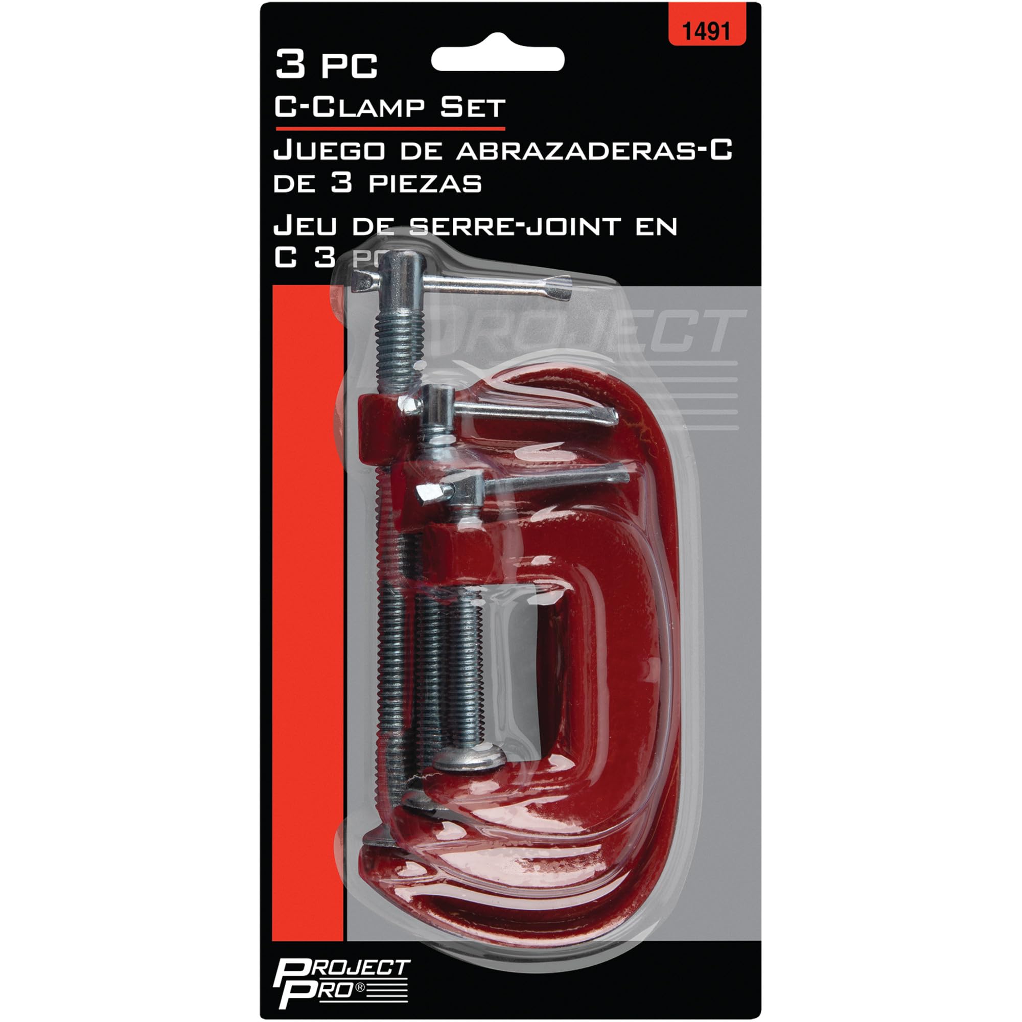Heavy Duty Performance Tool 1491 Iron Construction Clamp Set - Includes 1, 2-Inch, and 3-Inch Clamps for Secure and Versatile Workholding