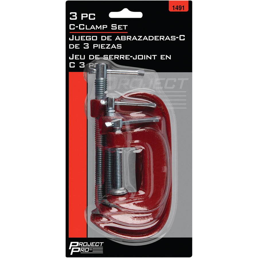 Heavy Duty Performance Tool 1491 Iron Construction Clamp Set - Includes 1, 2-Inch, and 3-Inch Clamps for Secure and Versatile Workholding