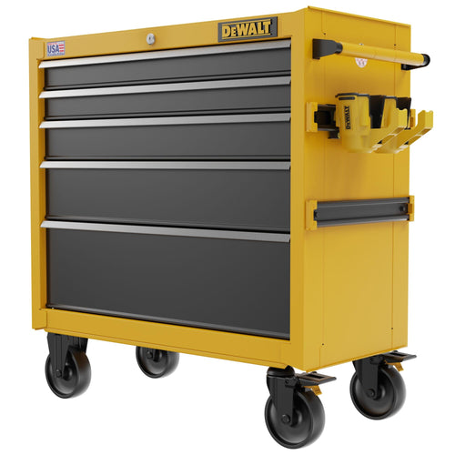 DEWALT Tool Chest Rolling with 5 Drawers, 37 Inch, 100lb Drawer Capacity, DEWALT Workshop Storage System Compatible (DWST37052)