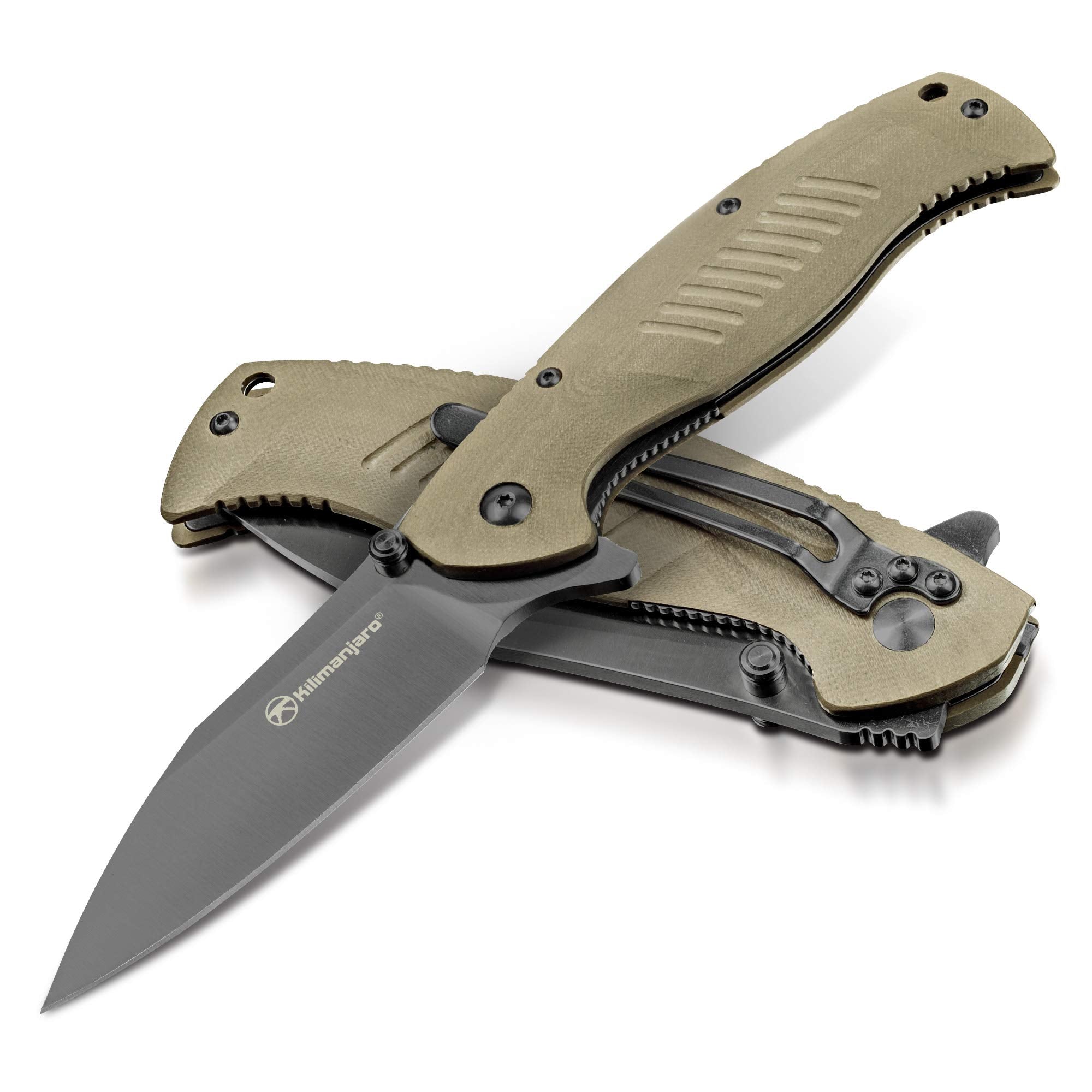 Morsa Kilimanjaro Folding Knife, 3.5-Inch 8Cr13MoV Stainless Steel Blade with Titanium Nitride Coating, G10 Handle, Flipper Opening with Dual Thumb Stud and Liner Lock – 910028