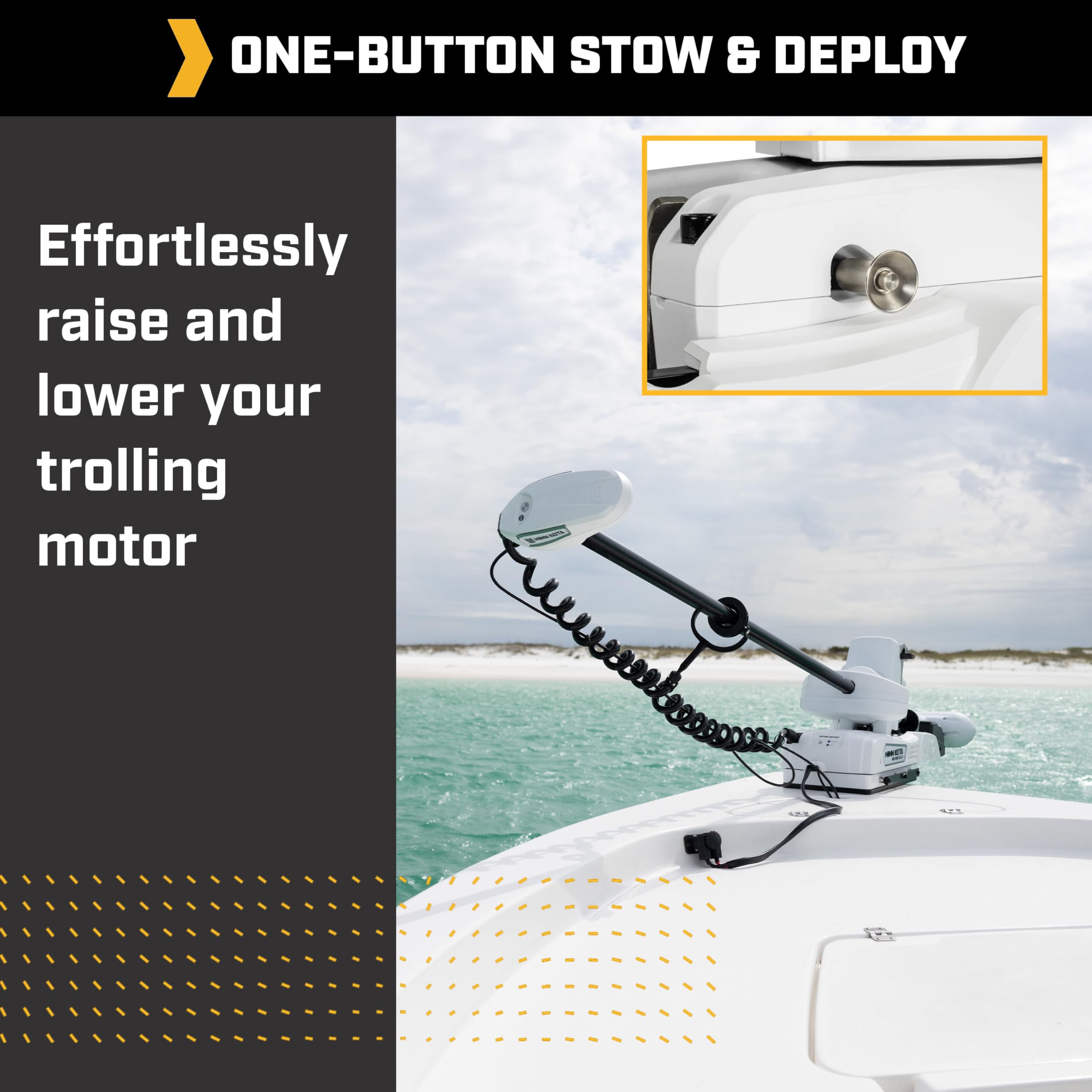 Minn Kota Riptide QUEST Instinct Brushless Bow-Mount Electric Trolling Motor – 90/115 Lb. Thrust, 60 In. Shaft, Saltwater, White