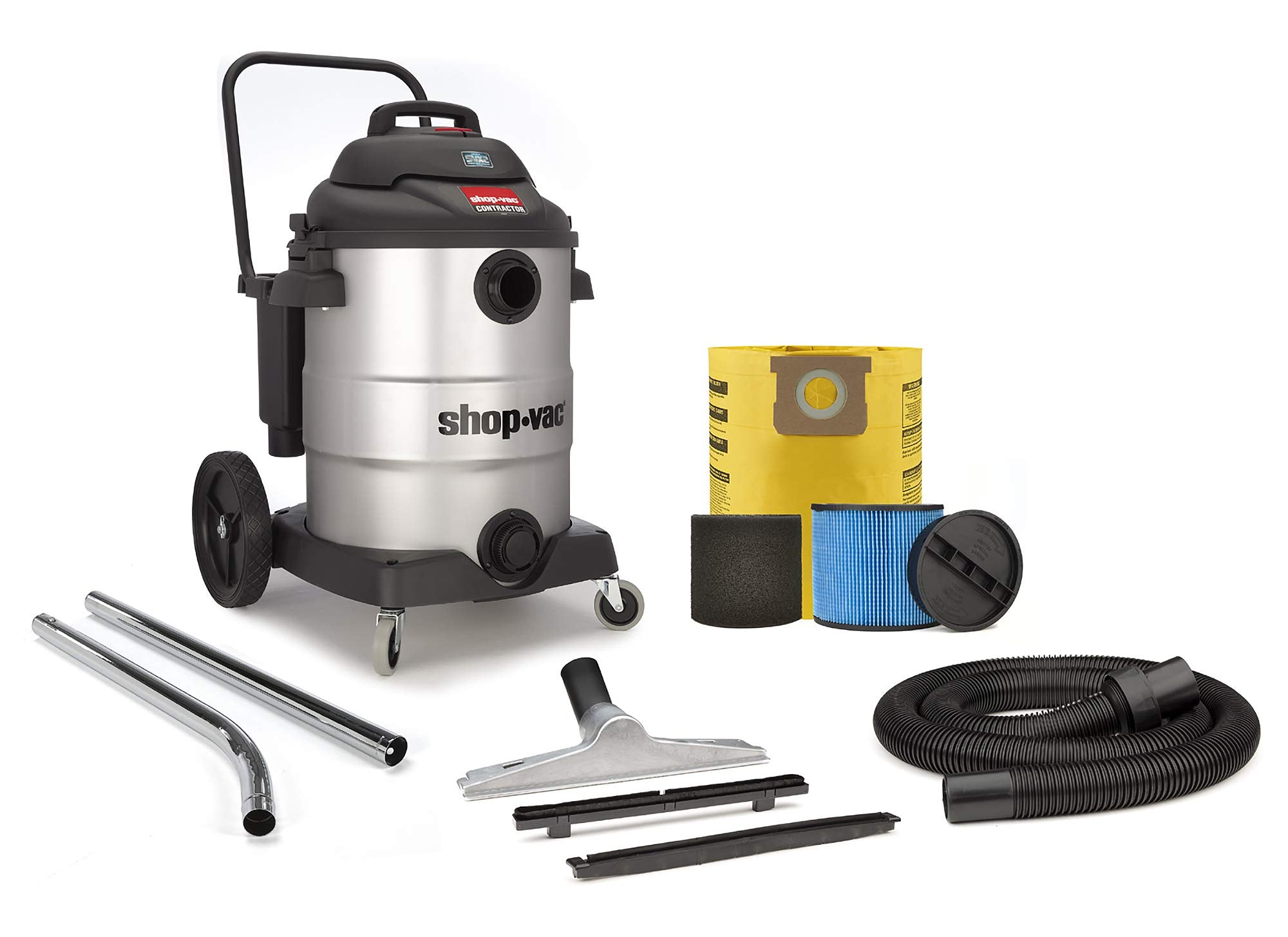 16 Gallon Shop-Vac 9627810 Contractor Wet Dry Vacuum, 6.5 Peak HP Stainless Steel