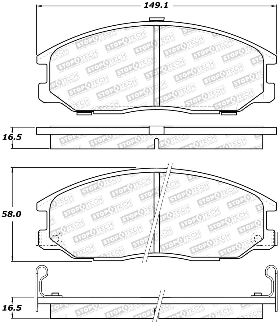 Front StopTech 308.08640 Brake Pads with Shims and Hardware Street