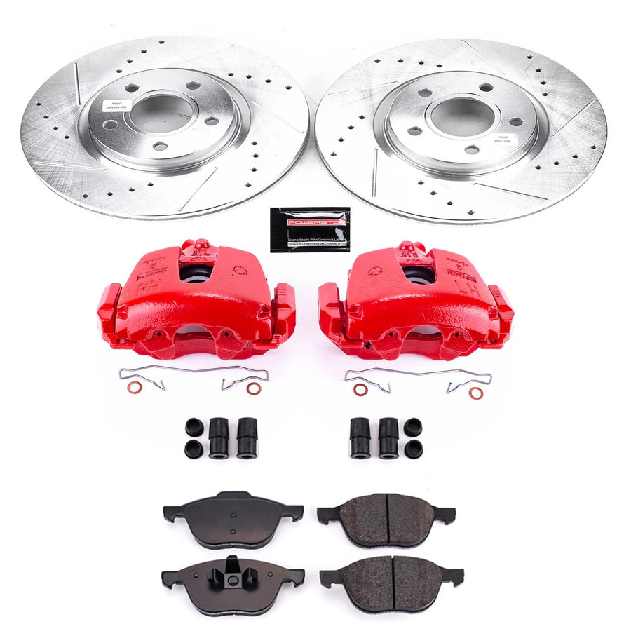 Power Stop Z23 KC4575A Evolution Front Caliper Kit-Drilled/Slotted Rotors, Carbon Ceramic Brake Pads & Calipers For Volvo C30 2008-2013 [Model Specific]