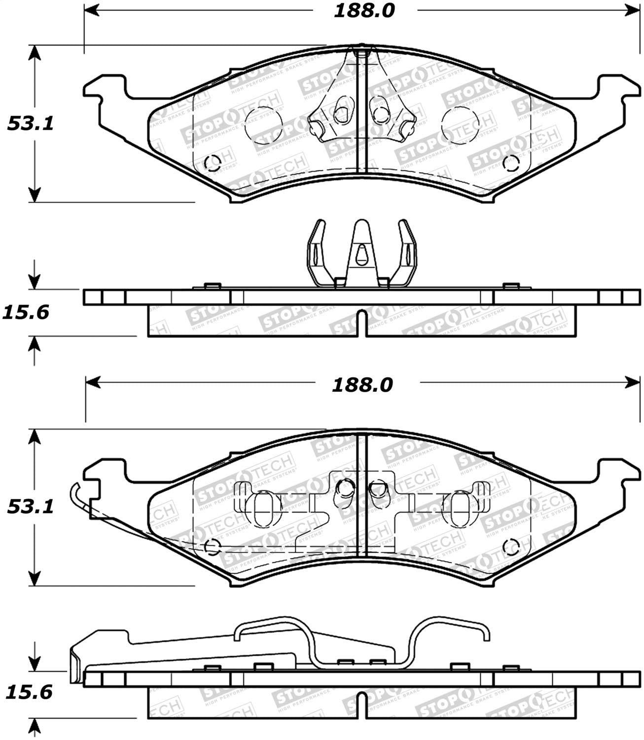 Front StopTech 308.03240 Brake Pads with Shims Street