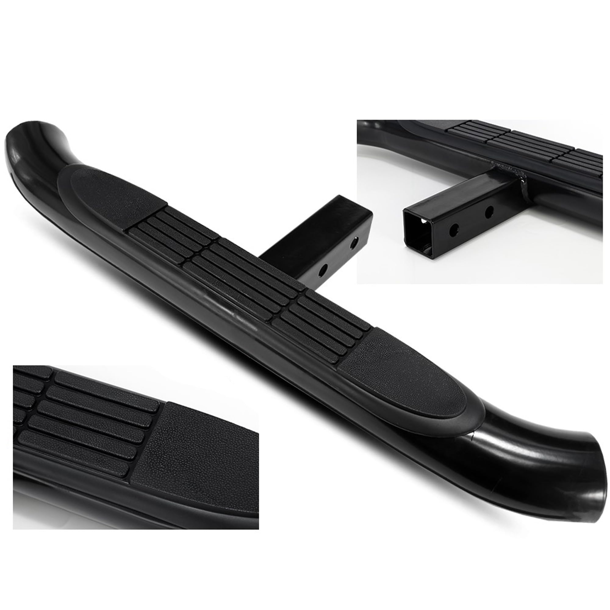 Black Steel Black Horse Rear Hitch Step Compatible with Universal-Universal Universal Universal Fits in Class III 2â€ Hitch Receiver 3" Round