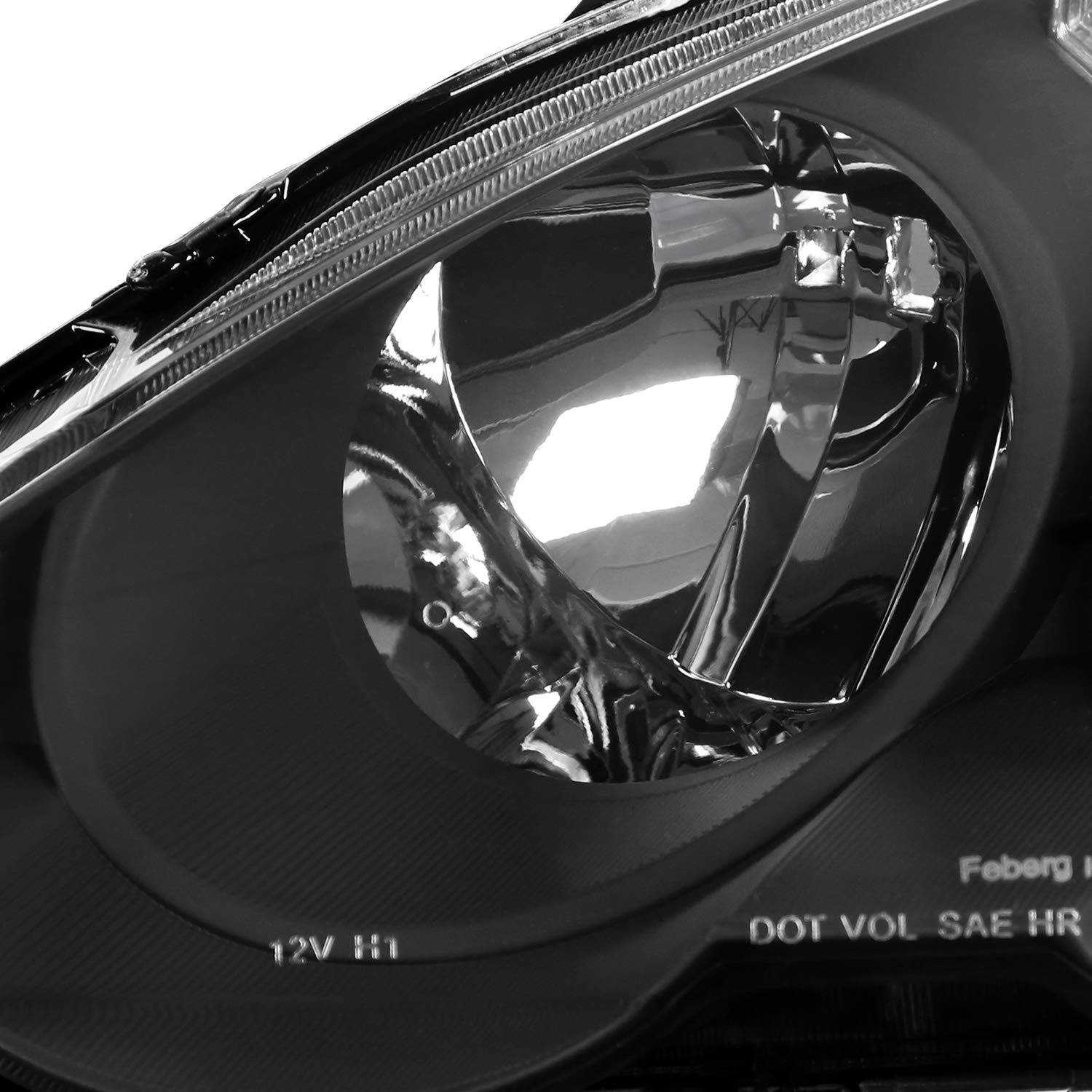 LH-RSX02JM-RS Spec-D Tuning Headlights- Black With Clear Reflector ACURA RSX 02-04