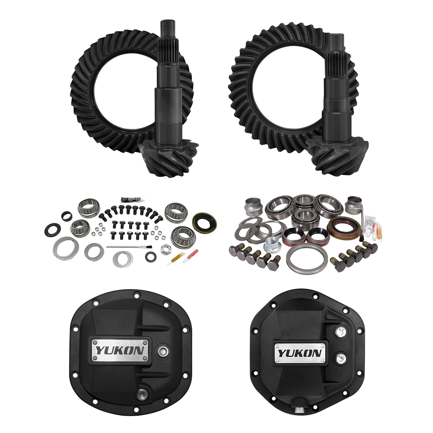 Stage 2 Yukon Re-Gear Kit w/Diff Covers for Dana 30/44, 4.11 Ratio, 24 Spline, Compatible with Jeep JK, YGK055STG2