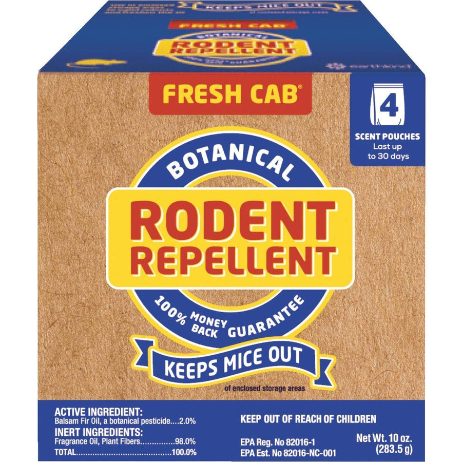 Fresh Cab EarthKind EMW7208598 Rodent, Rats and Mice Repellent With Blend Of Plant Fiber and Botanical Extracts For Use On The Farm, Industrial Settings, Garage or RV, 2.5 Ounce x 4 Scent Pouches