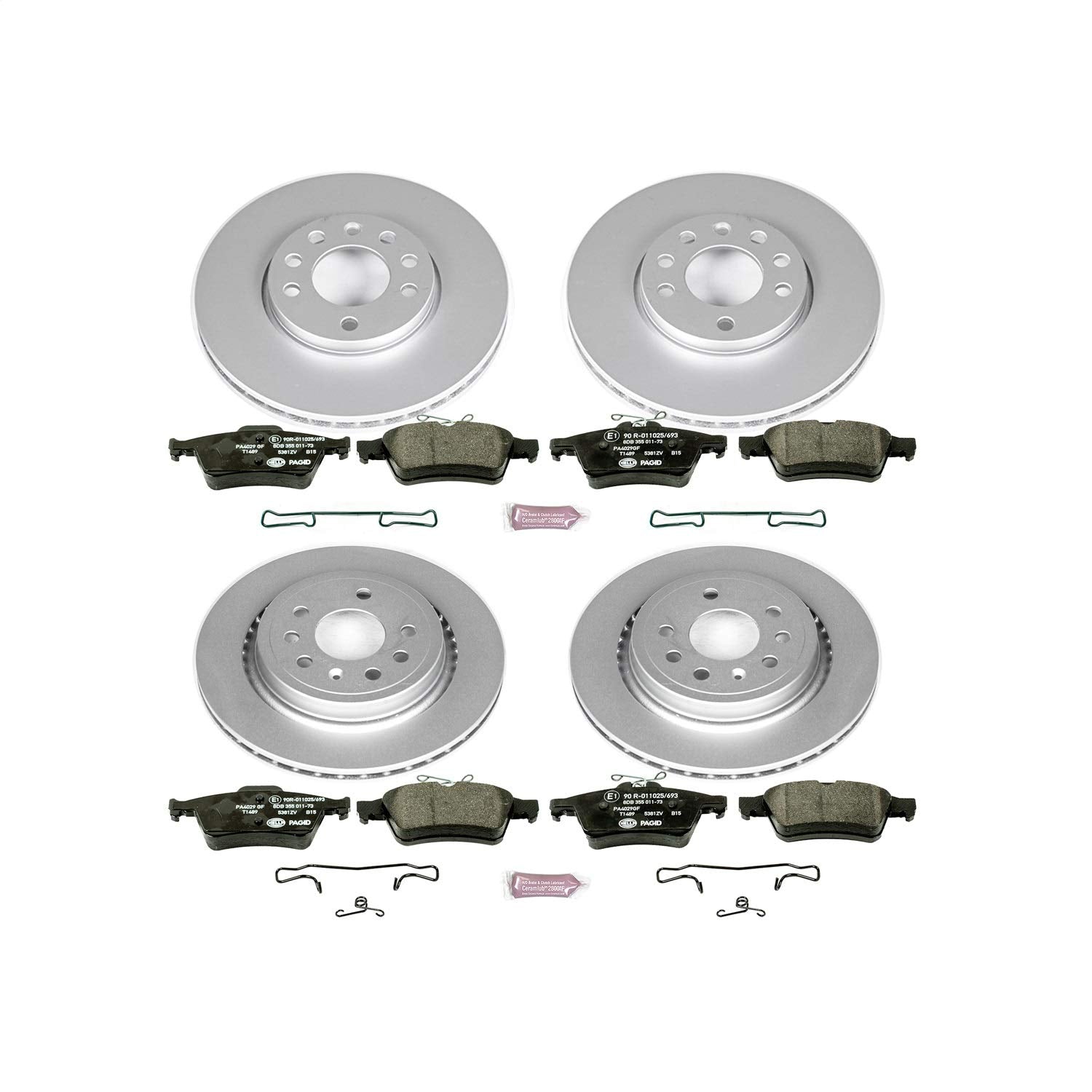 Power Stop ESK4054 Euro-Stop Brake Kit Front & Rear For Saab 9-3 2003-2011 [Model Specific]