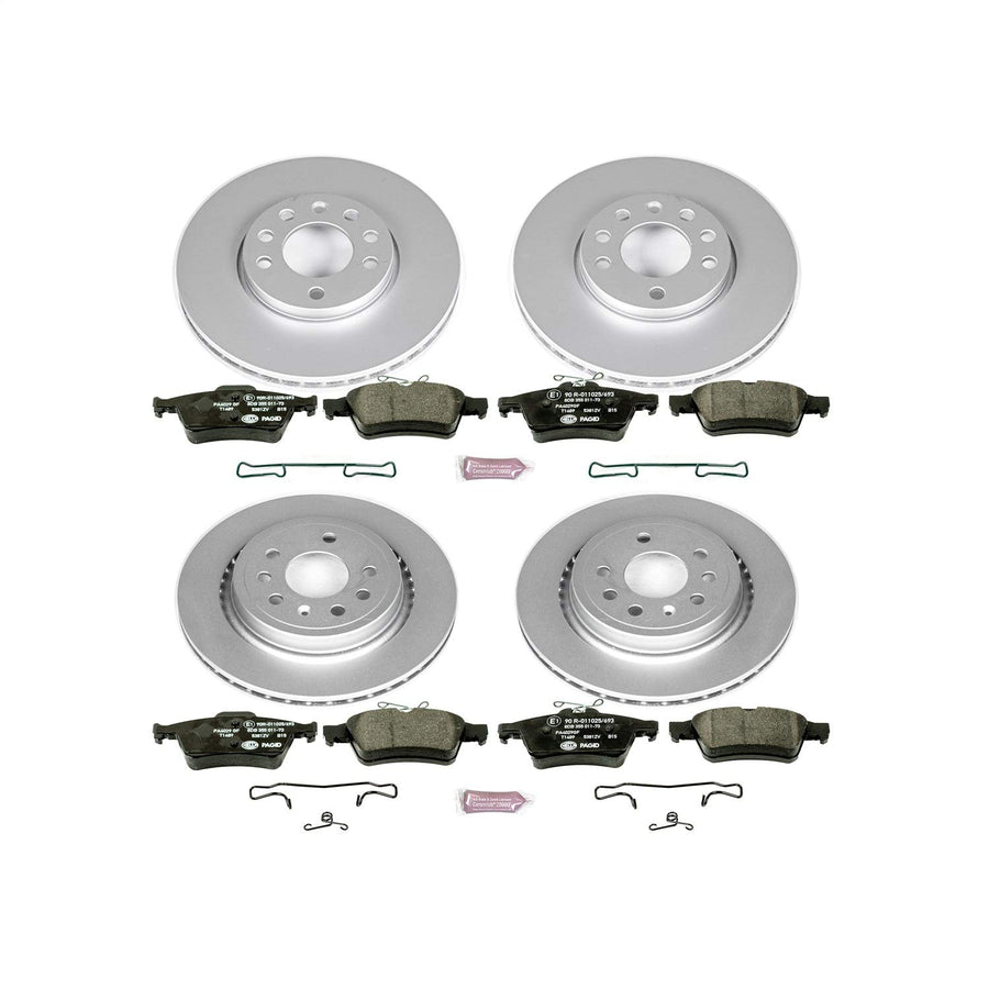 Power Stop ESK4054 Euro-Stop Brake Kit Front & Rear For Saab 9-3 2003-2011 [Model Specific]
