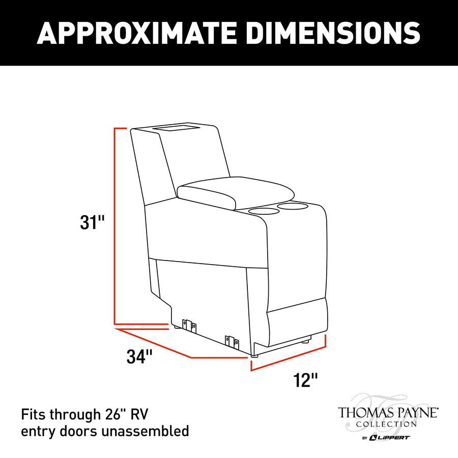 Thomas Payne Theater Seating Collection Seismic Series Center Console for 5th Wheel RVs, Travel Trailers and Motorhomes, Altoona