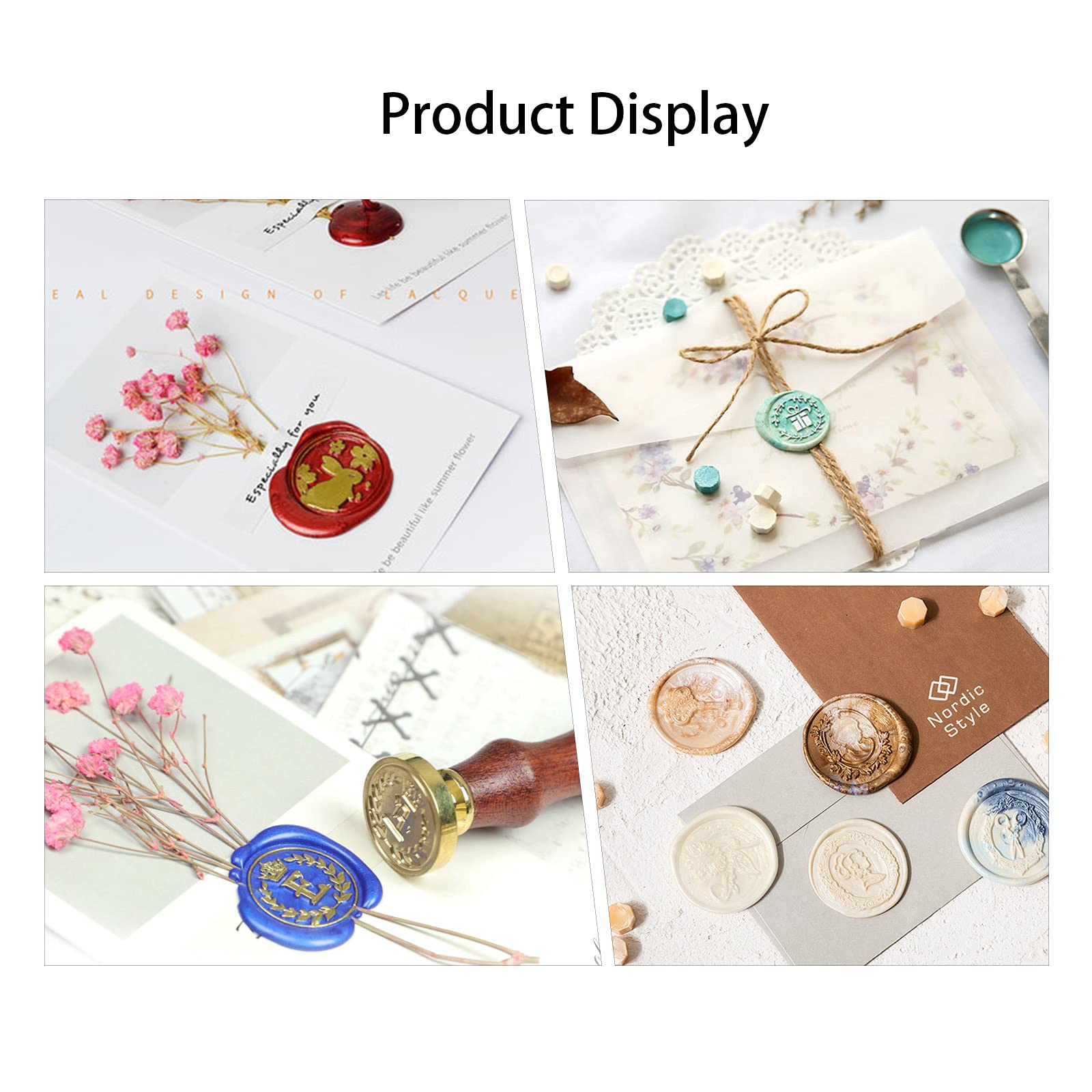 Four Leaf Clover Pattern SUPERDANT 0.98" DIY Wood Wax Seal Stamp Removable Sealing Stamp with Brass Head and Wood Handle for Wedding Invitation Gift Bag Letter Document