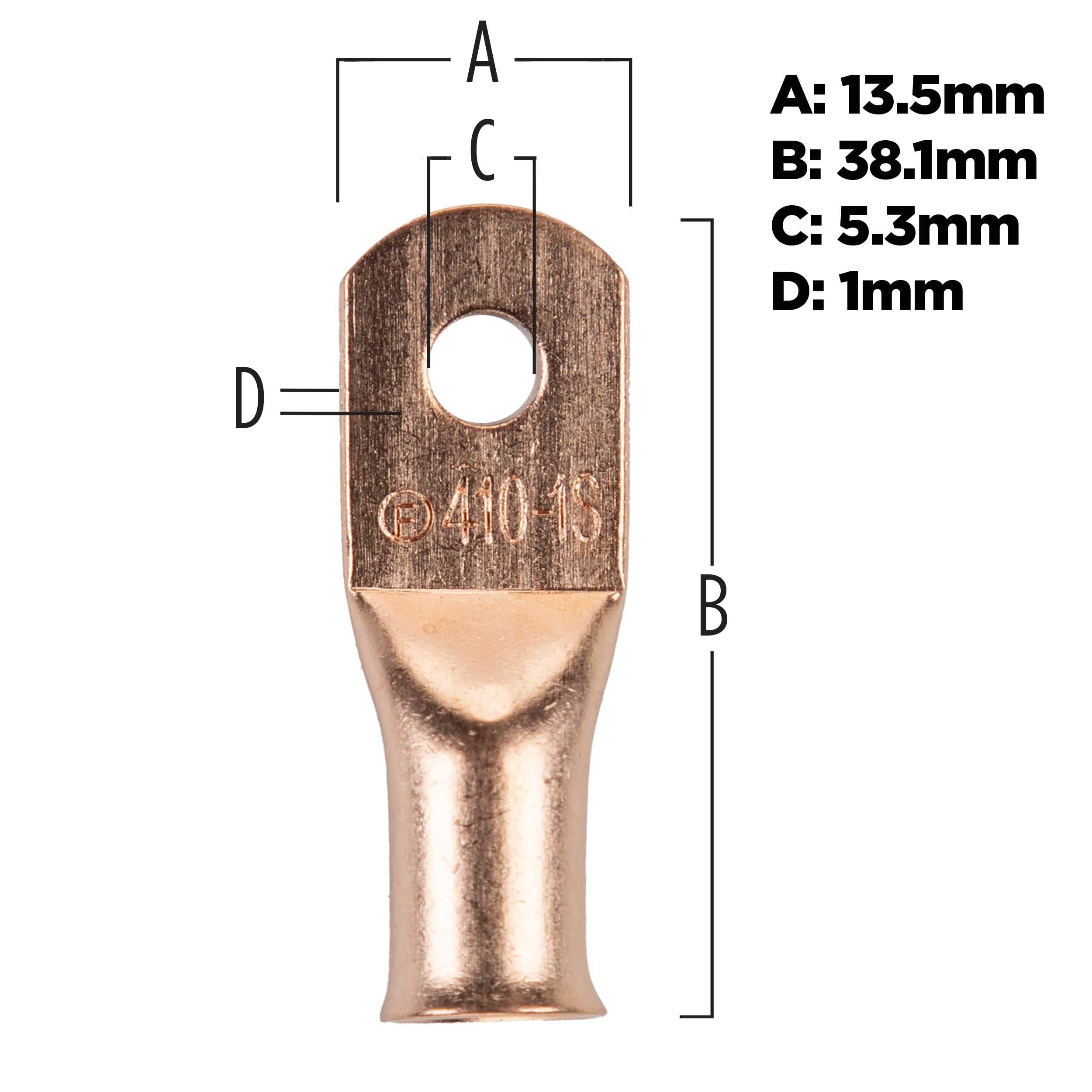 Copper Ring Terminal Install Bay 4 Gauge #10 25 Pack - CUR410