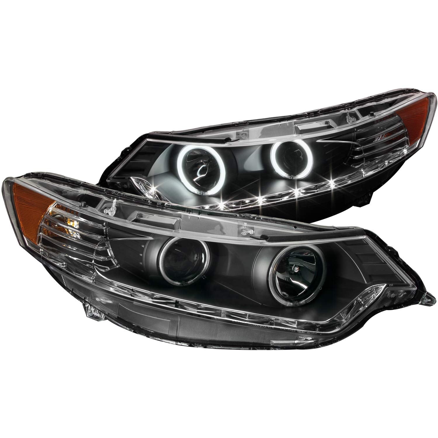 Halo Anzo USA 121393 Black Projector Headlight with Clear Lens and Amber Reflector for Acura TSX