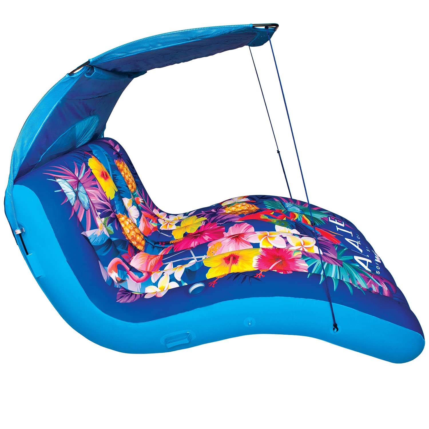 Paradise Lounger - WOW Sports - Ergonomic Floating Chair - 2 Person Pool Float With Canopy