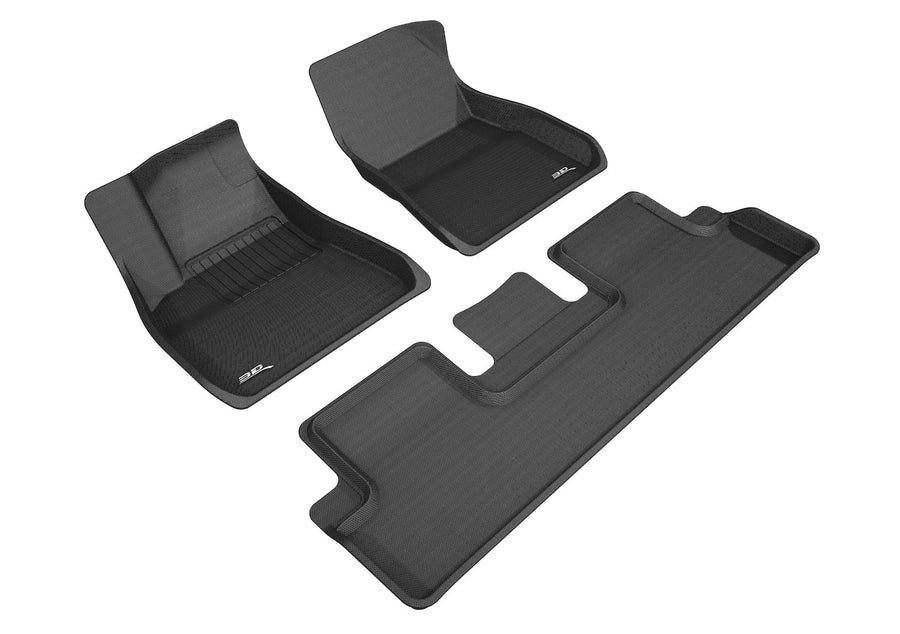 Kagu Floor Mat 3D MAXpider Custom Fit (Black) Compatible with Tesla Model 3 2017-2019 - Full Set