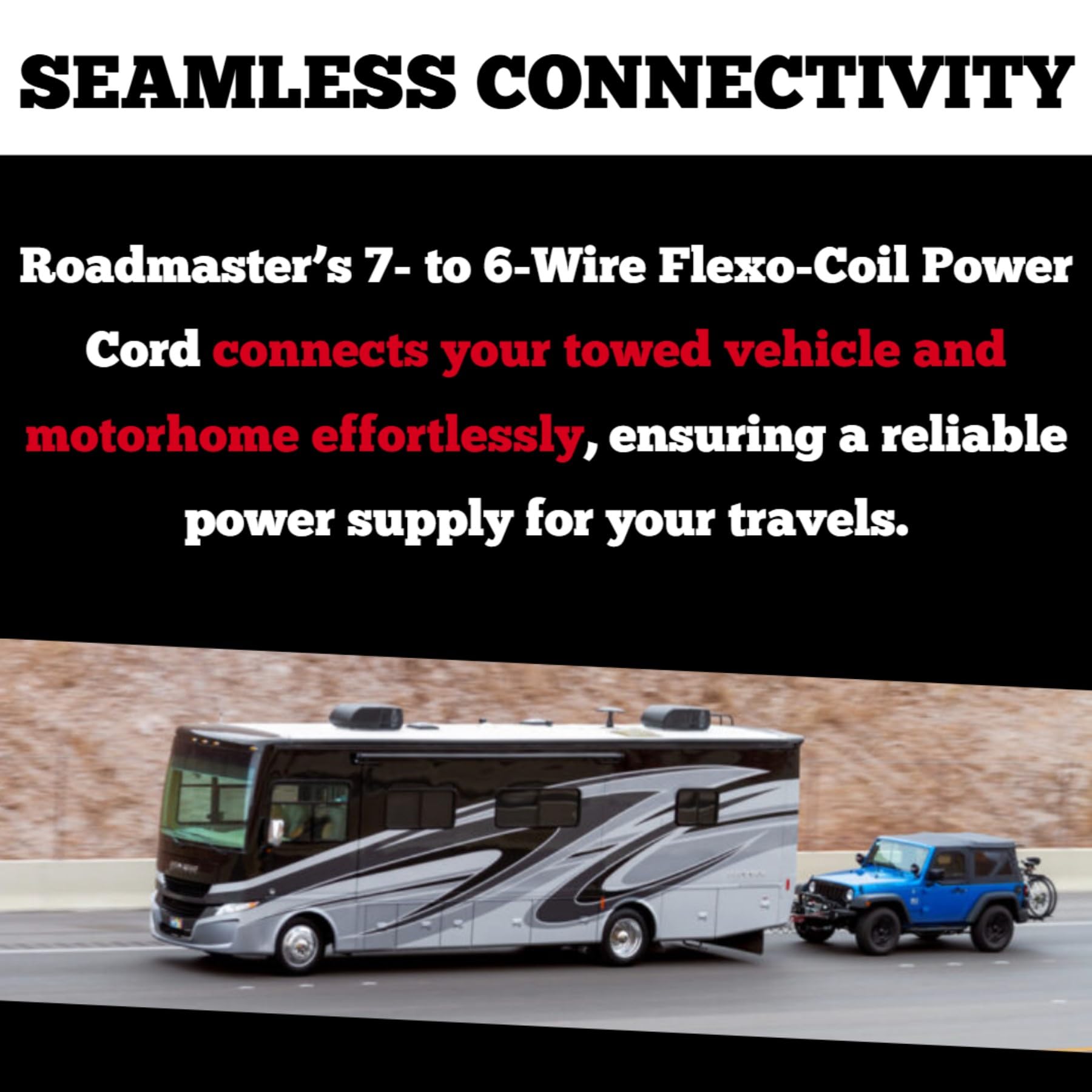 Flexo-Coil Roadmaster 146-7 Power Cords Compatible with Motorhomes with 6-7 Way Sockets | Durable Coil Design Provides Reliable Electrical Connection Between Motorhome & Towed Vehicle