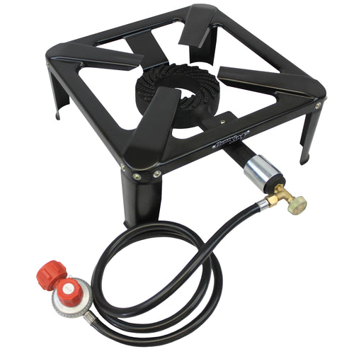 Flame King 120,000 BTU Heavy Duty, 0-20 PSI, Turkey Fryer Single Propane Burner Bayou Cooker, Outdoor Stove for Home Brewing, Maple Syrup Prep, Cajun Cooking