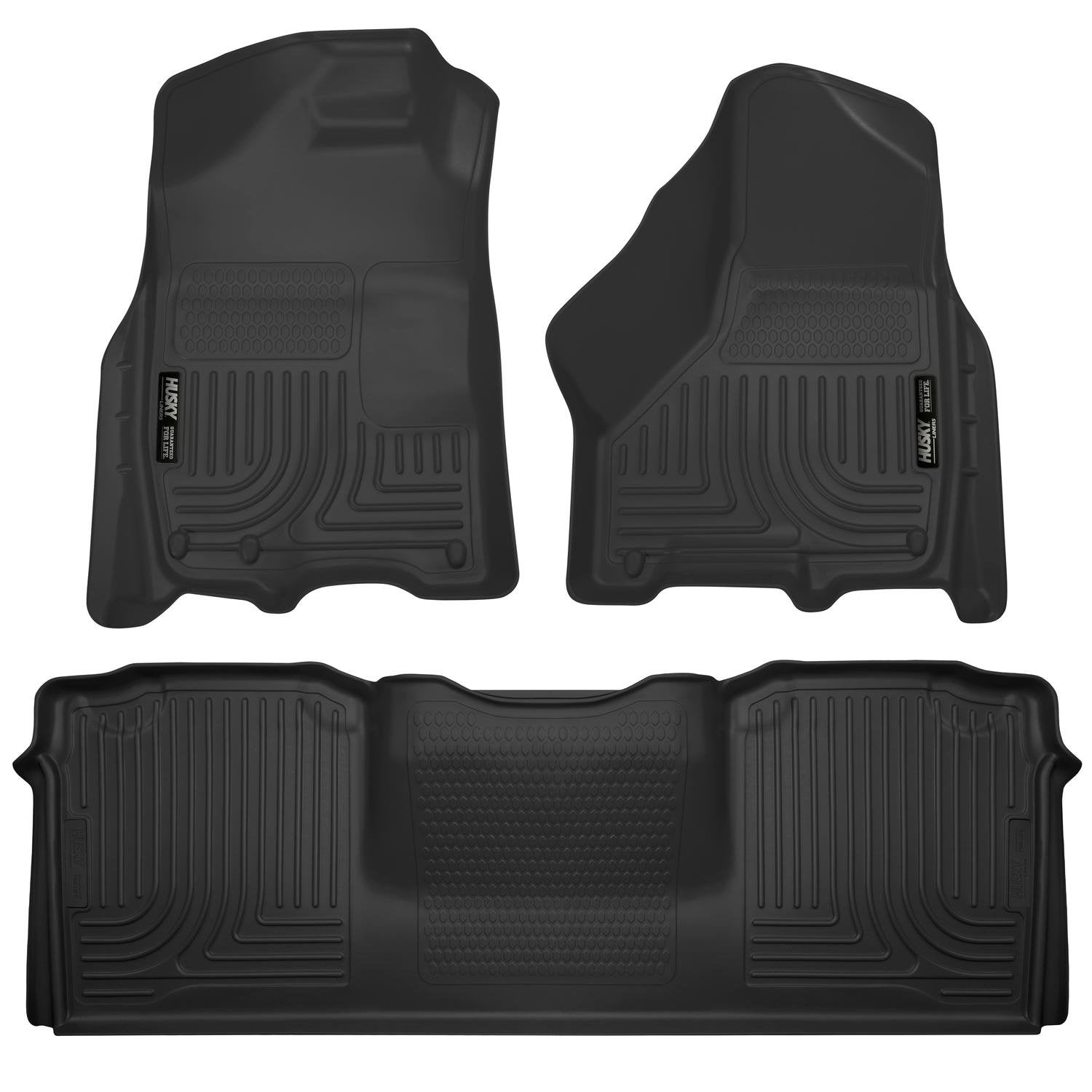 Weatherbeater Husky Liners Floor Mats | Fits 2010-2018 Dodge Ram 2500/3500 MEGA CAB ONLY | Front & 2nd Row, 3-pc Black - 99041
