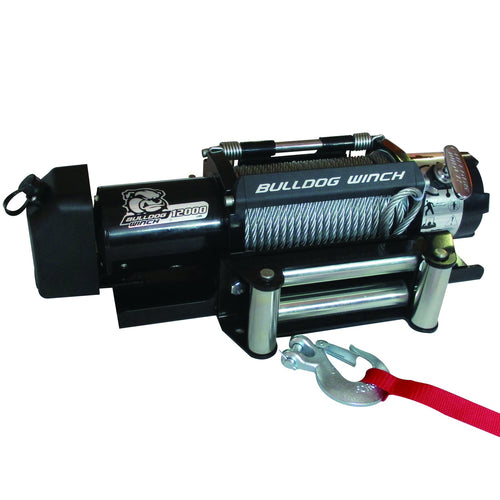 Trailer Winch Bulldog Winch 10039 (12000lb with 90 Ft. Wire Rope, Roller Fairlead, Mounting Plate, Low Profile), 1 Pack